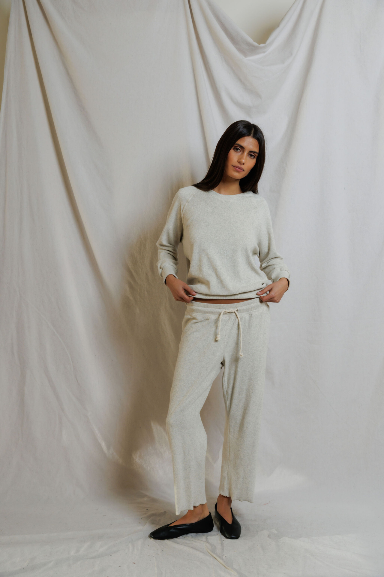 Perfectwhitetee Saylor Loop Terry Sweatshirt Oatmeal