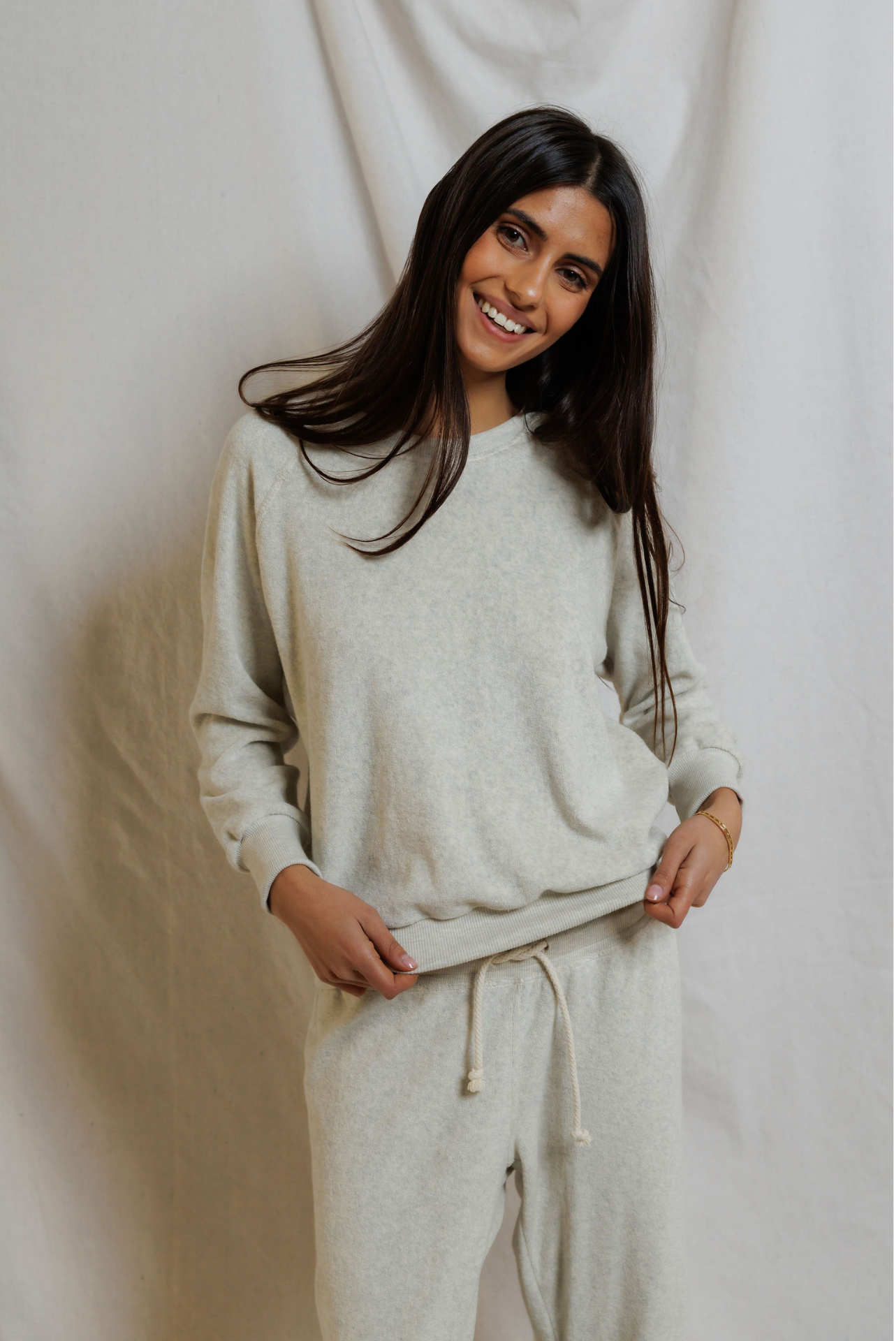 Perfectwhitetee Saylor Loop Terry Sweatshirt Oatmeal