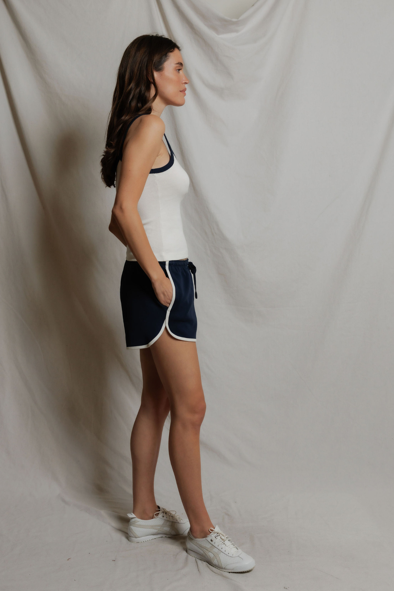 Perfectwhitetees Leo Cotton Contrast Trim Short Navy