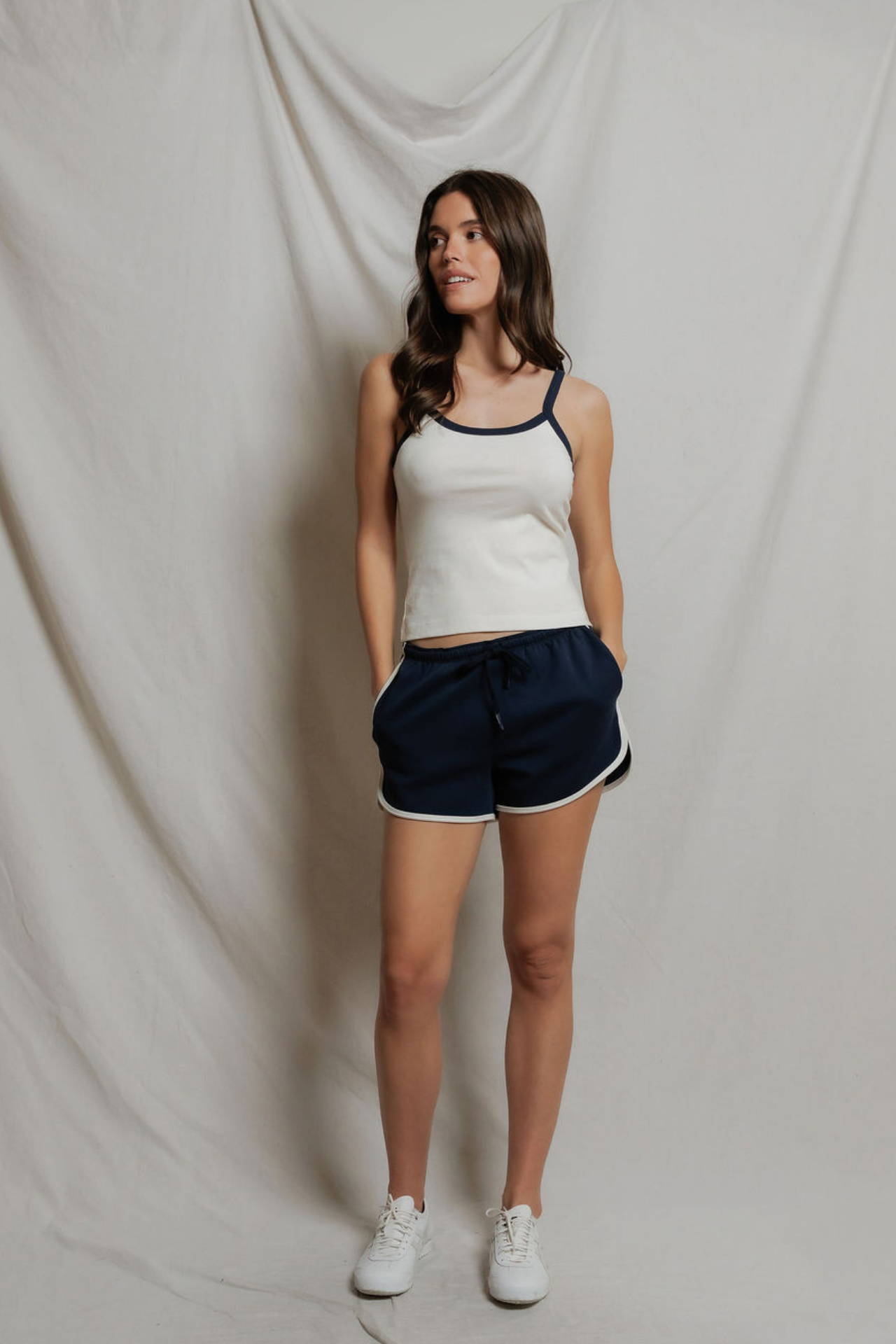 Perfectwhitetees Leo Cotton Contrast Trim Short Navy