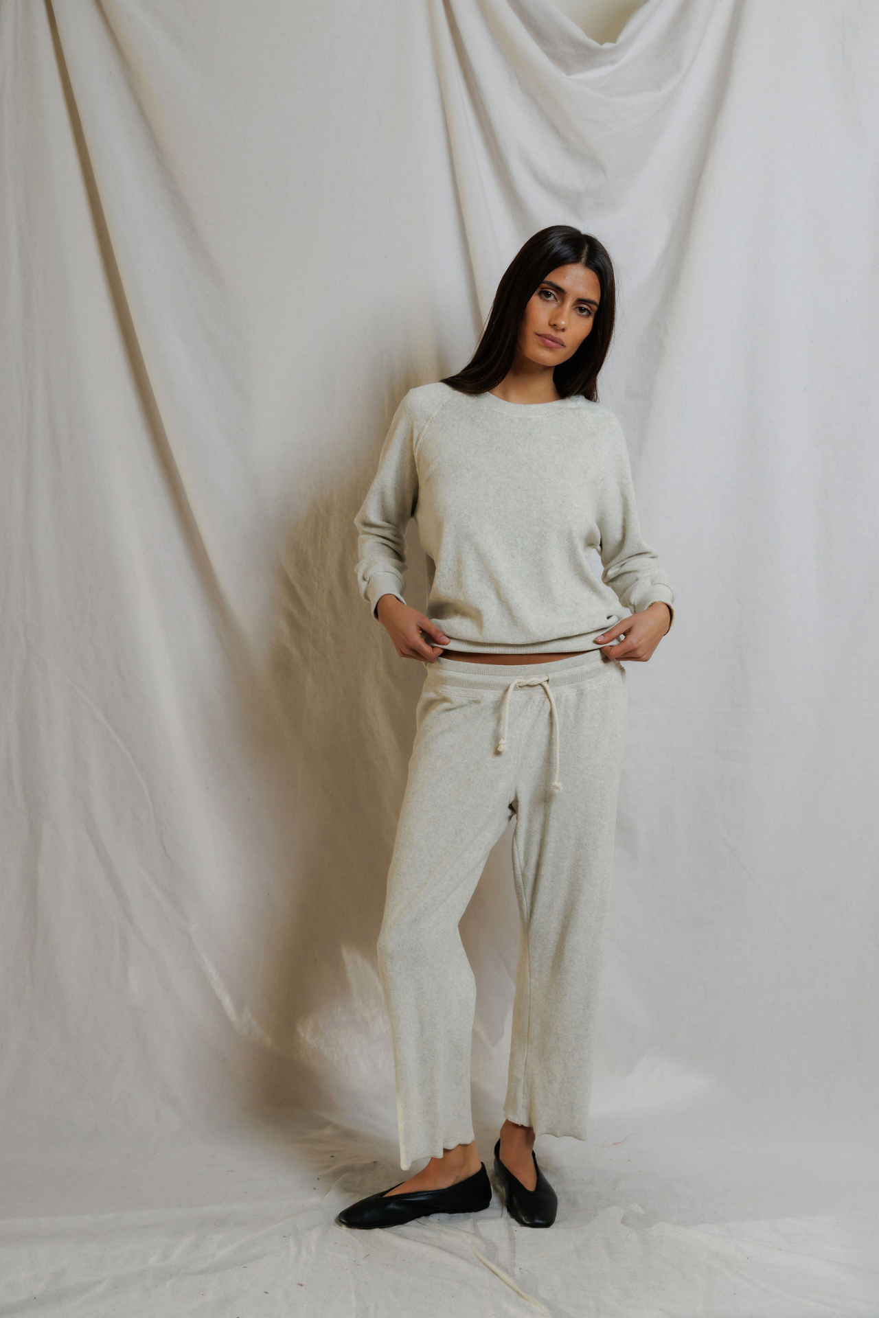 Perfectwhitetee Saylor Loop Terry Sweatshirt Oatmeal