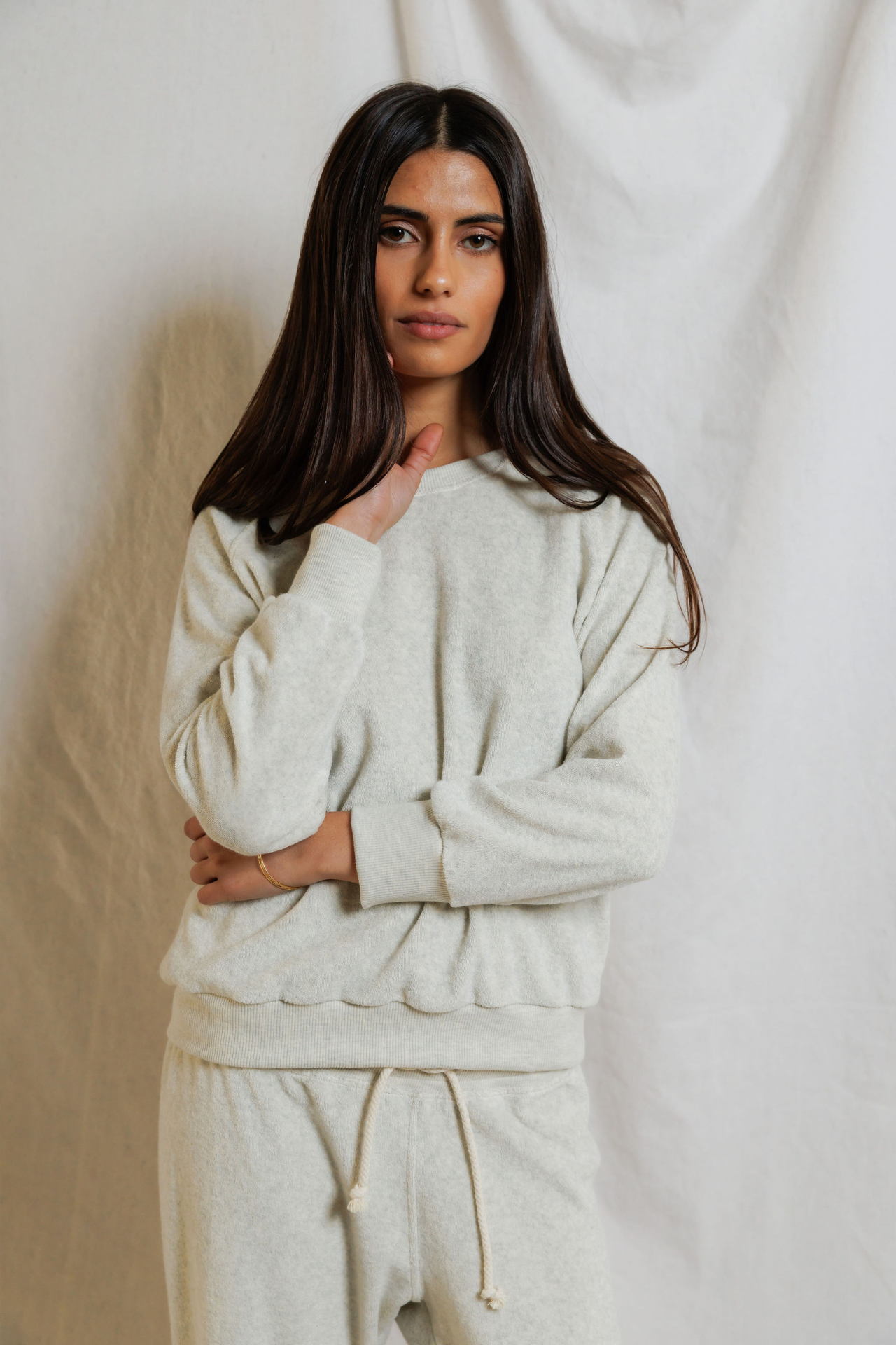 Perfectwhitetee Saylor Loop Terry Sweatshirt Oatmeal