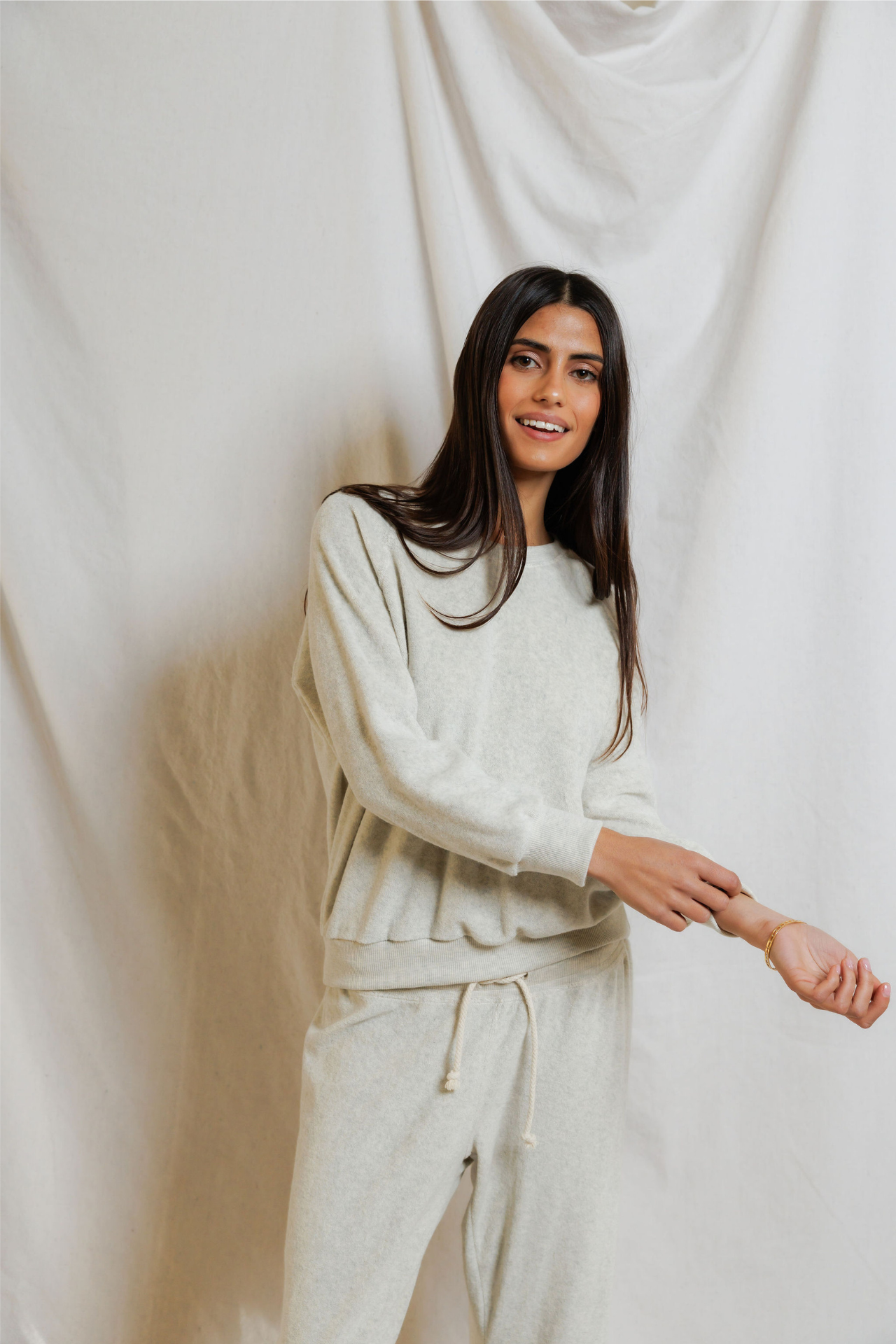 Perfectwhitetee Saylor Loop Terry Sweatshirt Oatmeal