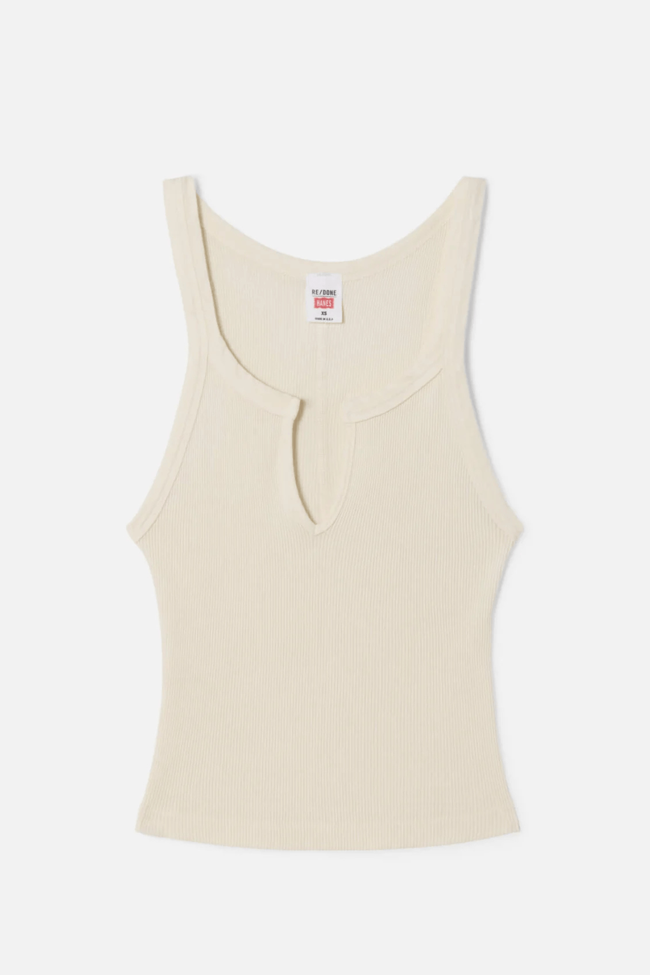 Re/done x Hanes V Cut Ribbed Tank Vintage Ivory