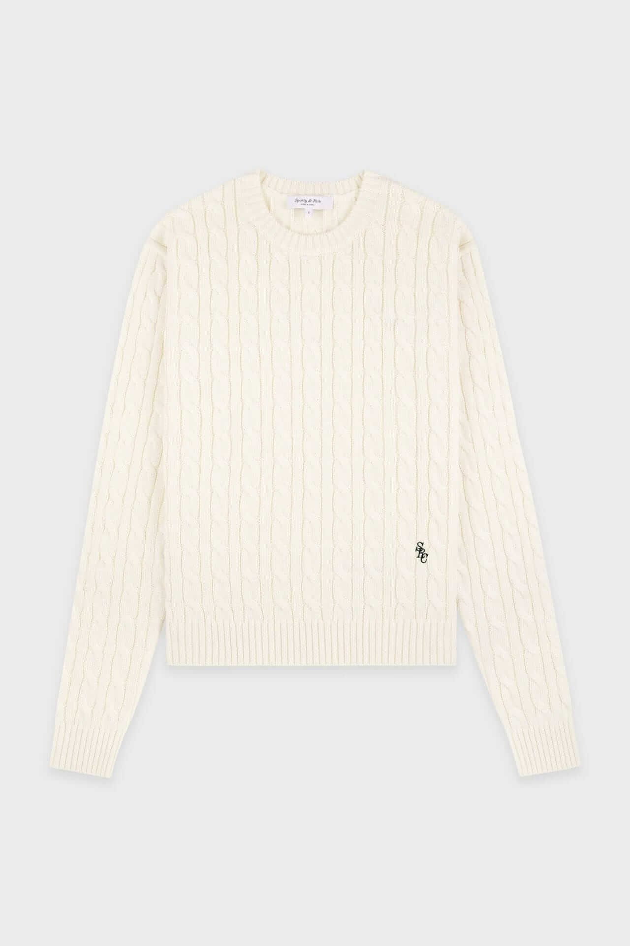 Sporty & Rich SRC Cable Knit Sweater Ecru