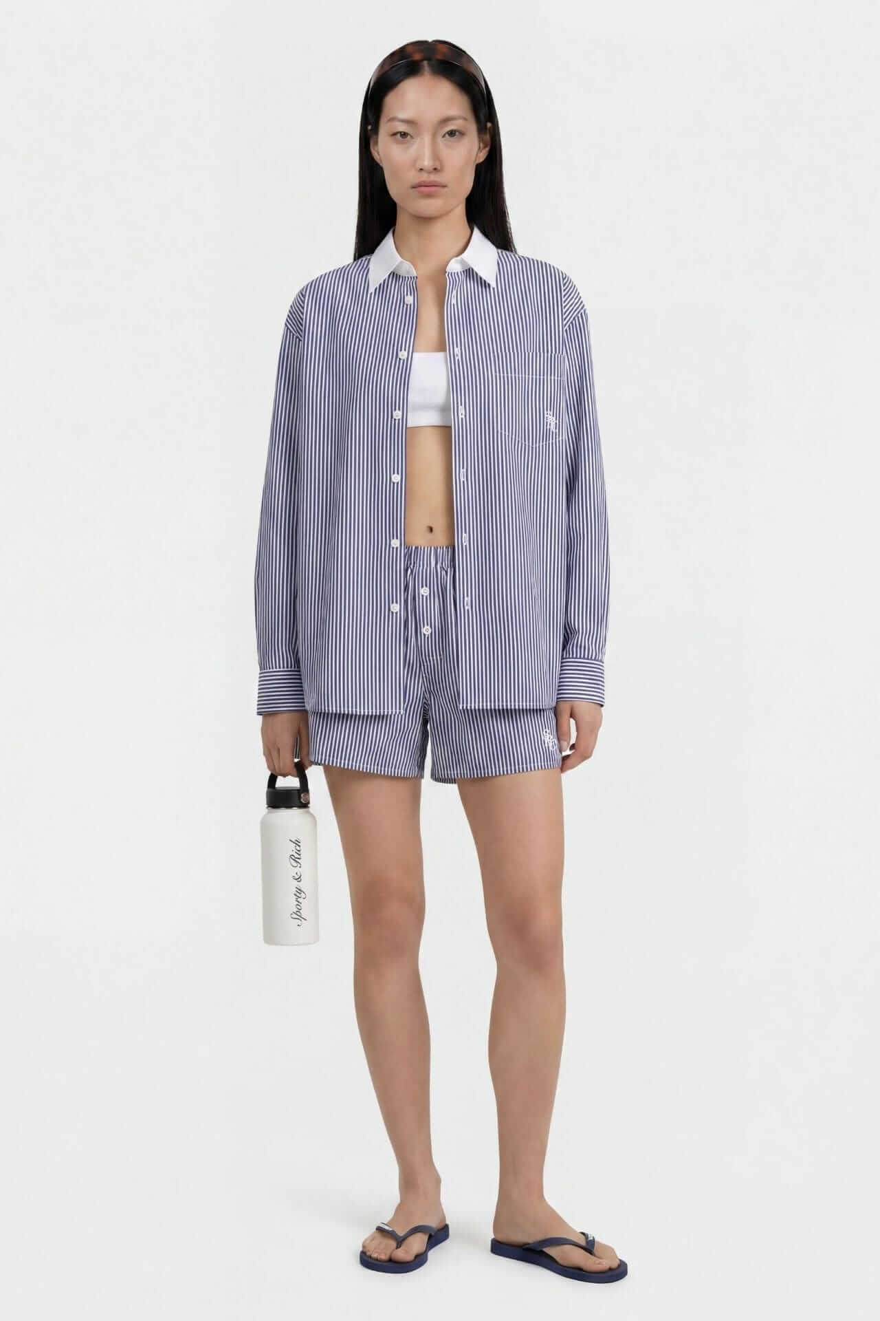 Sporty & Rich SRC Oversized Shirt Navy Stripe