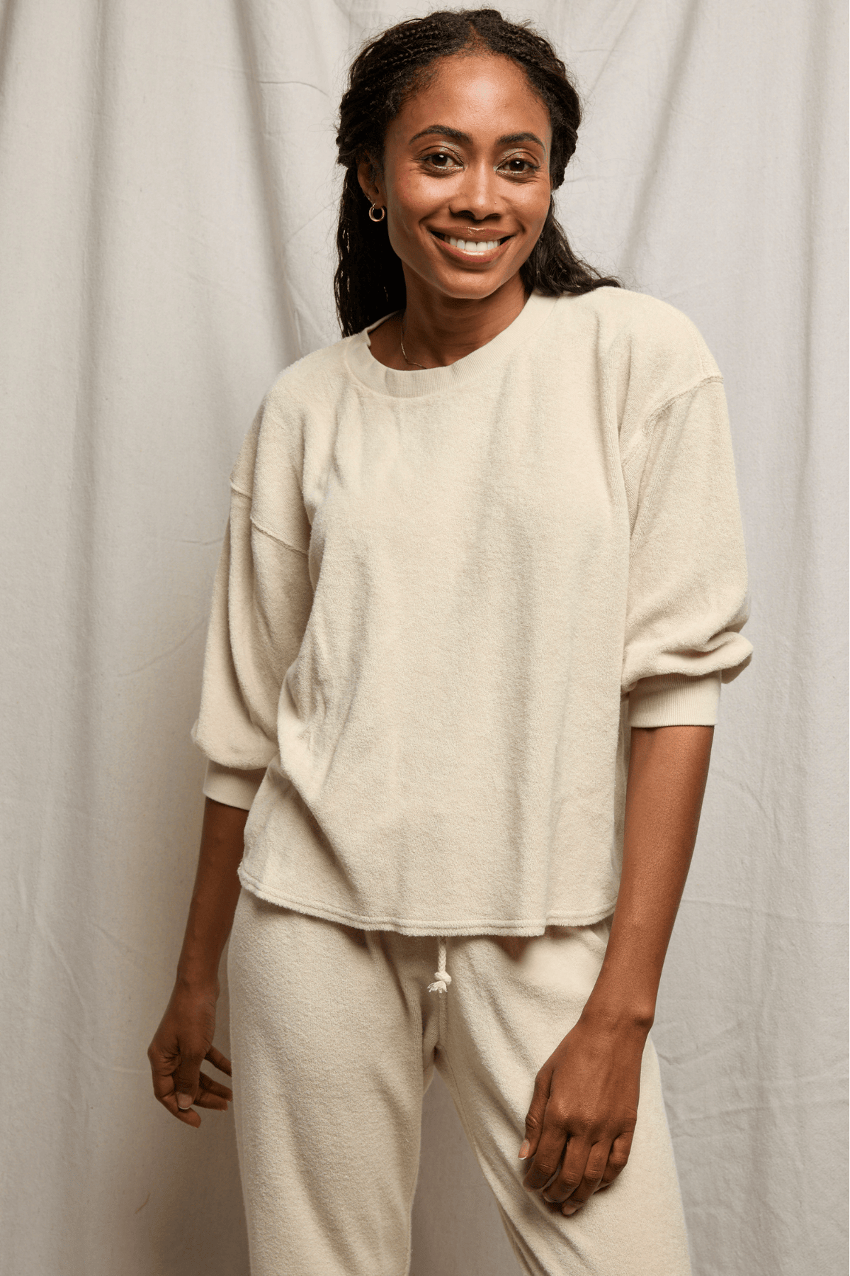 Perfectwhitetee Roxy Bubble Sleeve Sweatshirt Sugar
