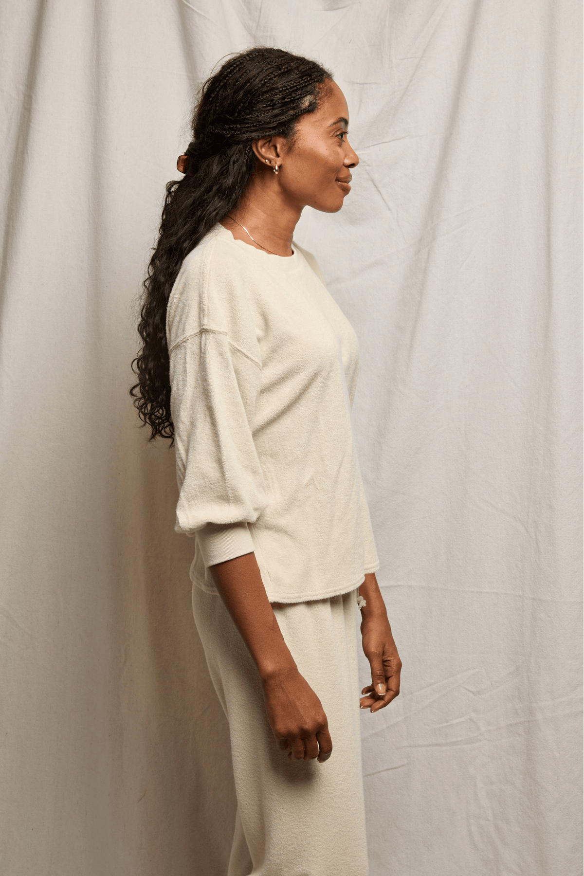 Perfectwhitetee Roxy Bubble Sleeve Sweatshirt Sugar