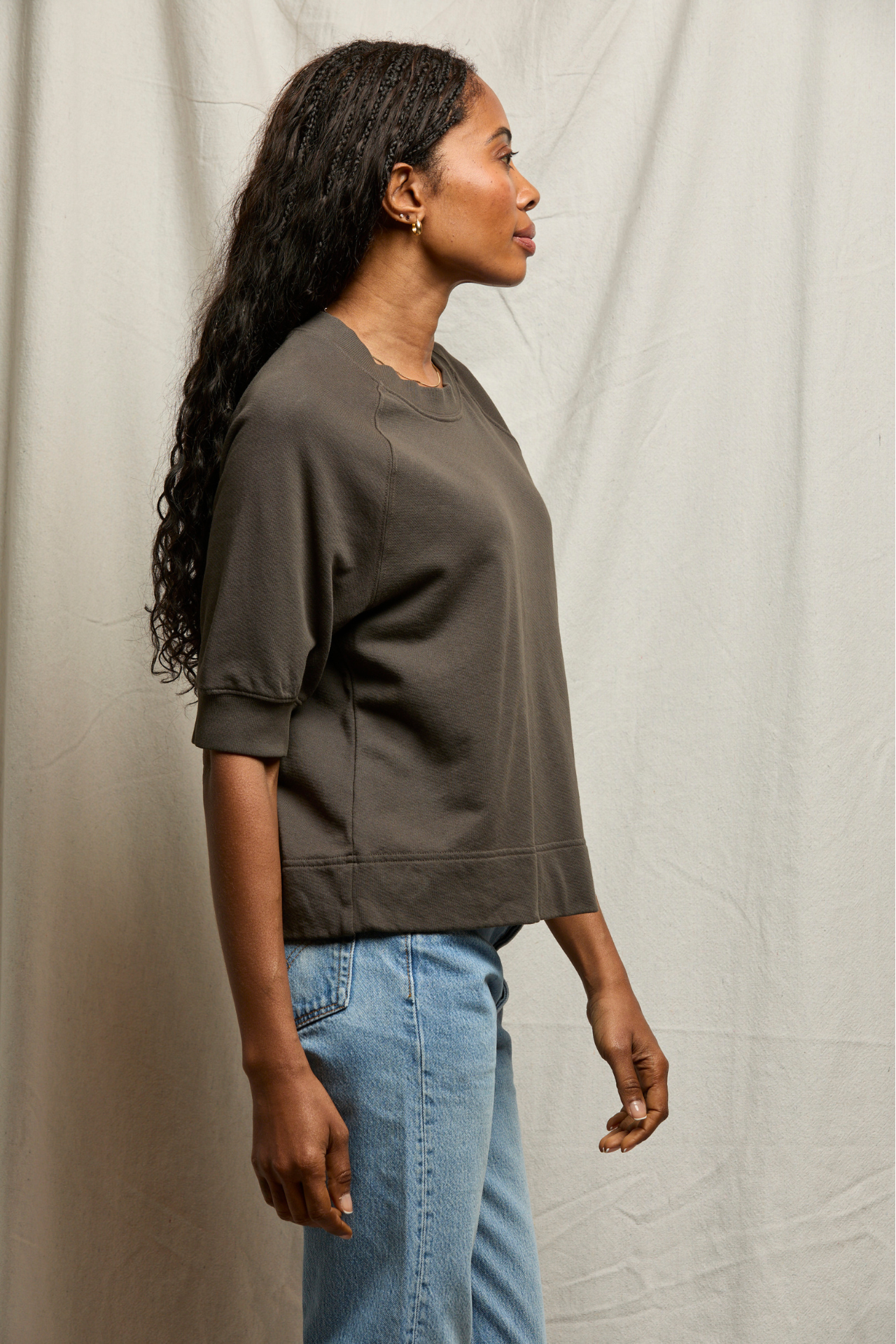 Effie Bubble Sleeve Sweatshirt Vintage Black