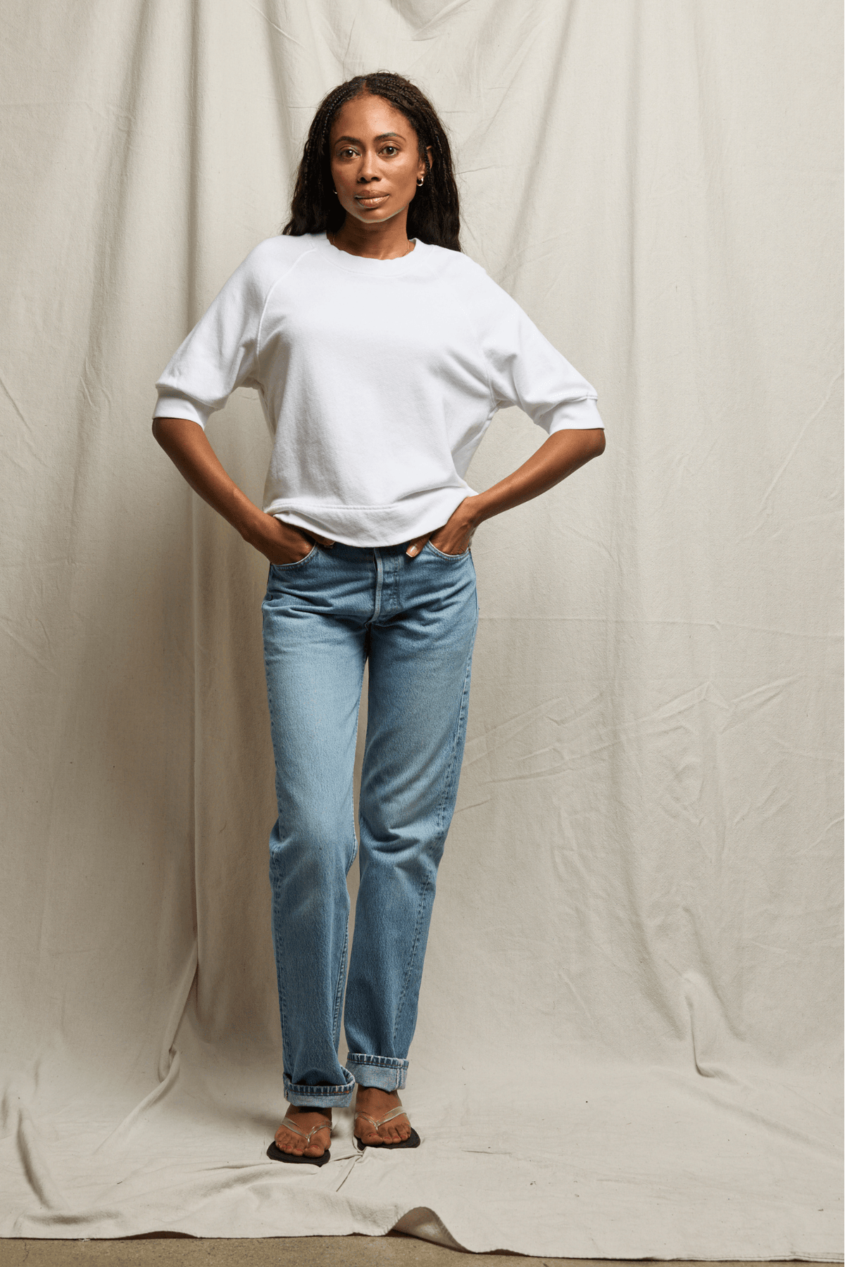 Perfectwhitetee Effie Bubble Sleeve Sweatshirt White