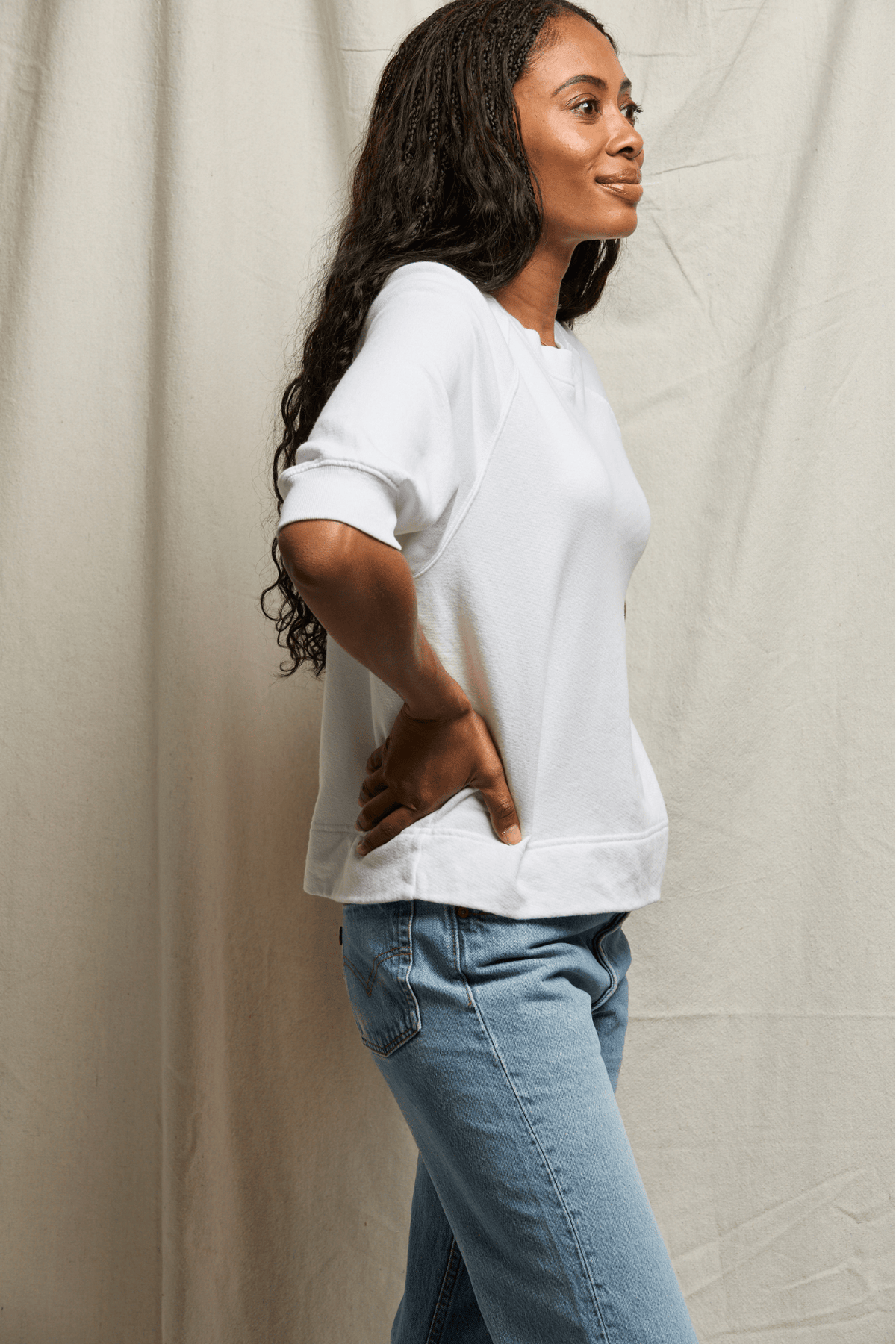 Perfectwhitetee Effie Bubble Sleeve Sweatshirt White