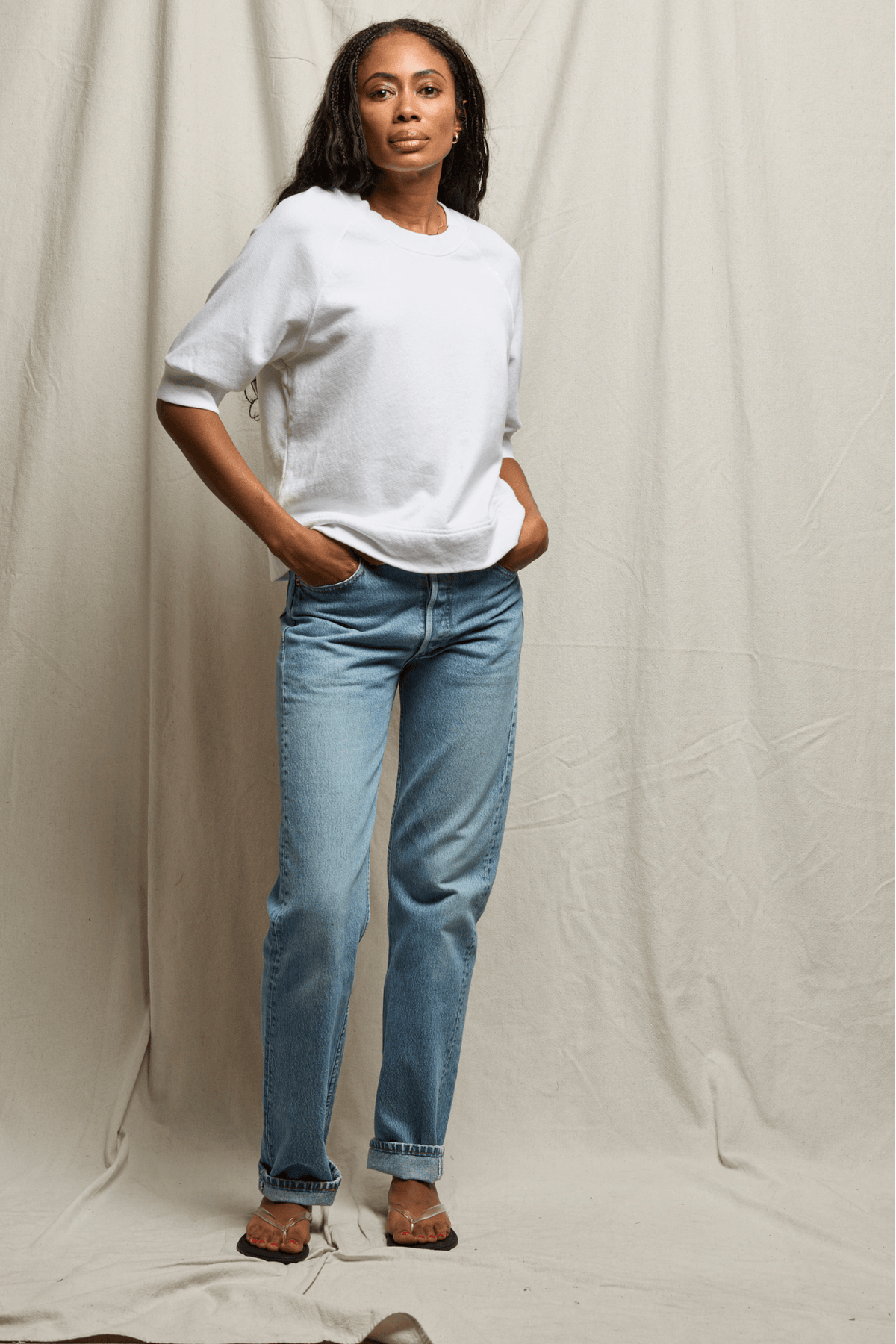 Perfectwhitetee Effie Bubble Sleeve Sweatshirt White