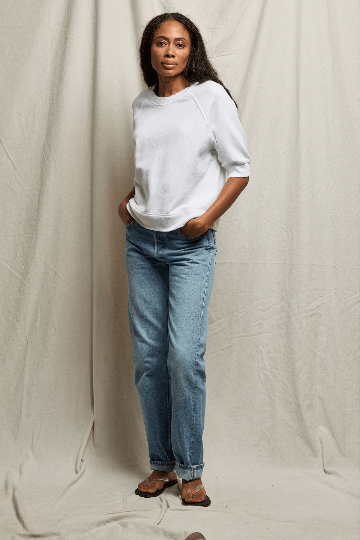 Perfectwhitetee Effie Bubble Sleeve Sweatshirt White