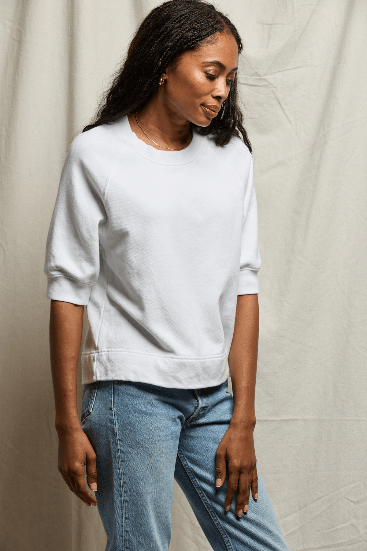Perfectwhitetee Effie Bubble Sleeve Sweatshirt White