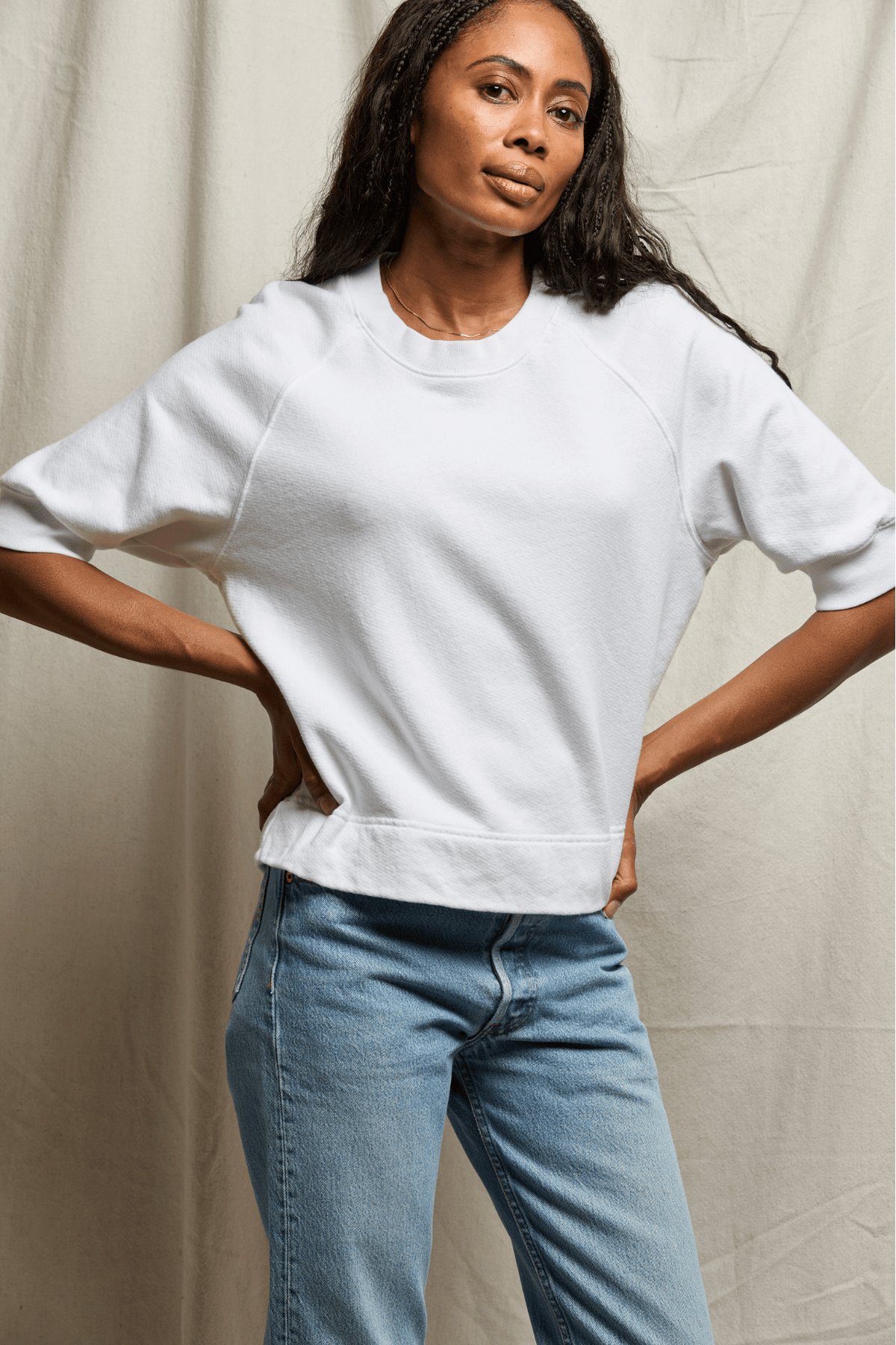 Perfectwhitetee Effie Bubble Sleeve Sweatshirt White