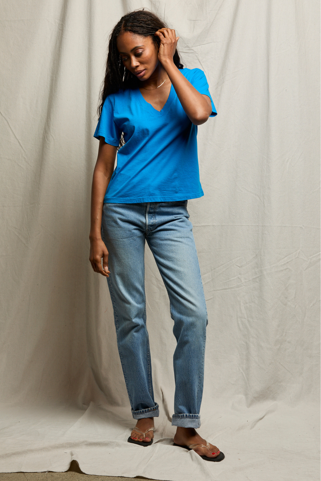 Hendrix V-Neck Tee Cobalt