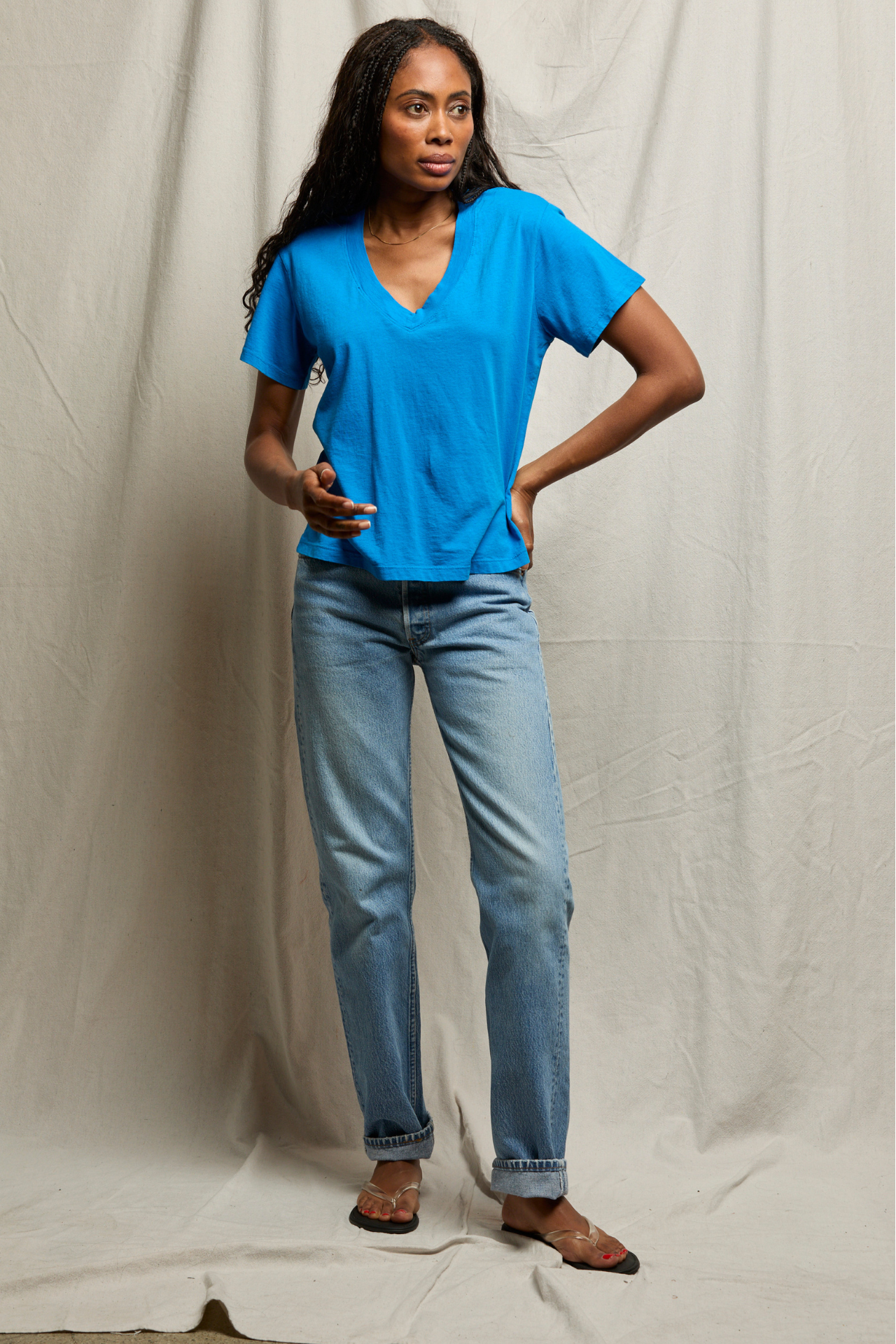 Hendrix V-Neck Tee Cobalt