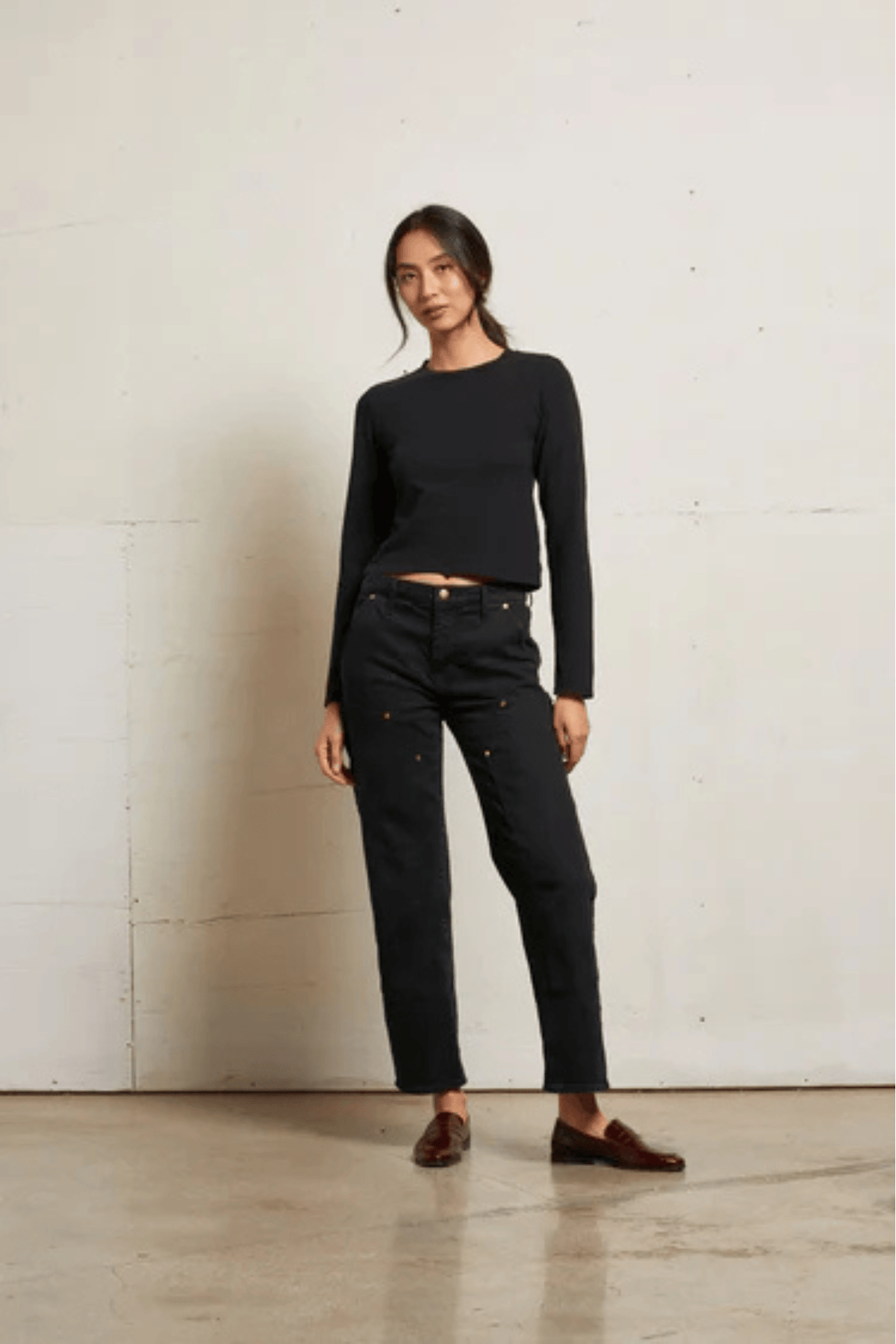 Perfectwhitetee Jamie Recycled Cotton Long Sleeve True Black