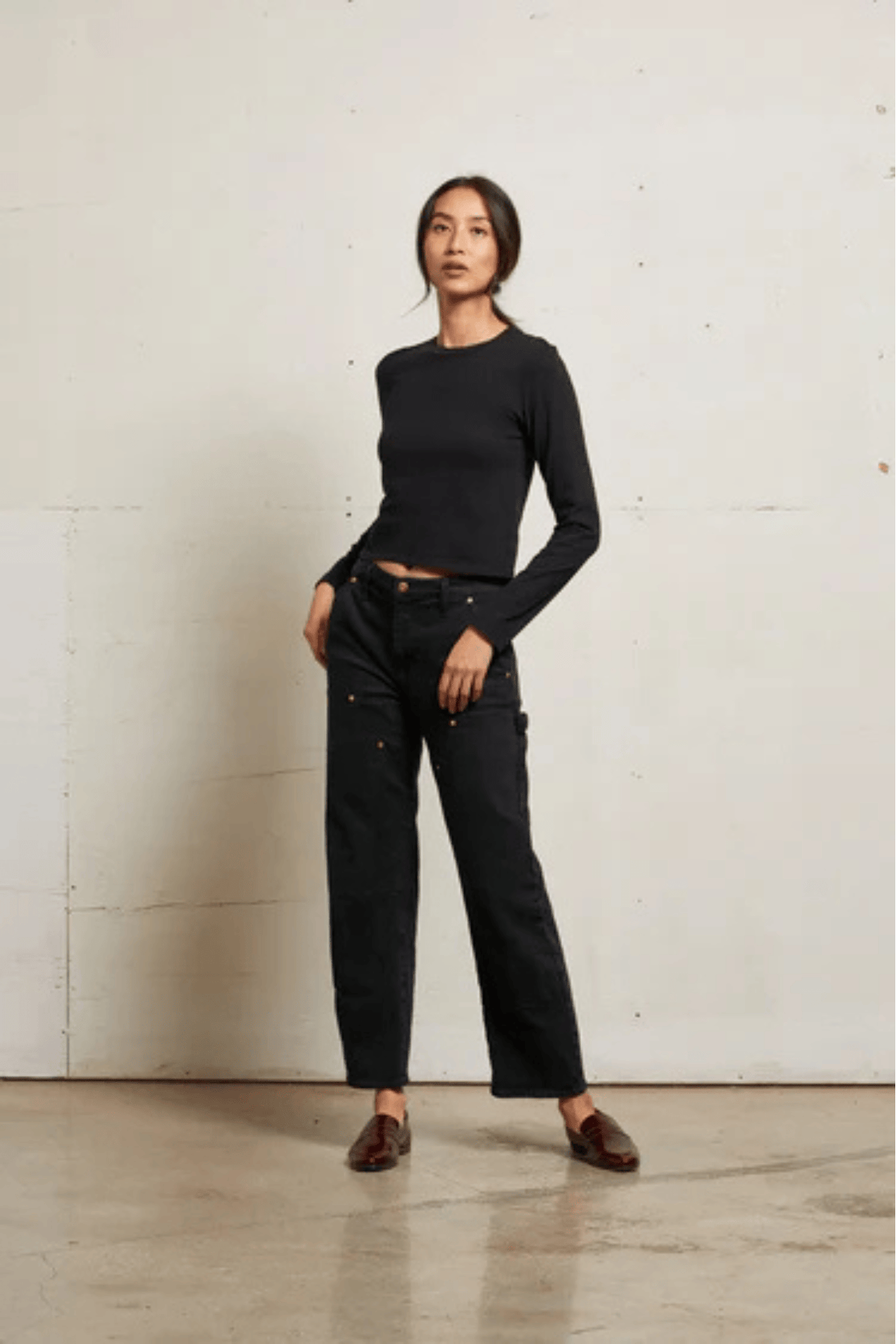 Perfectwhitetee Jamie Recycled Cotton Long Sleeve True Black