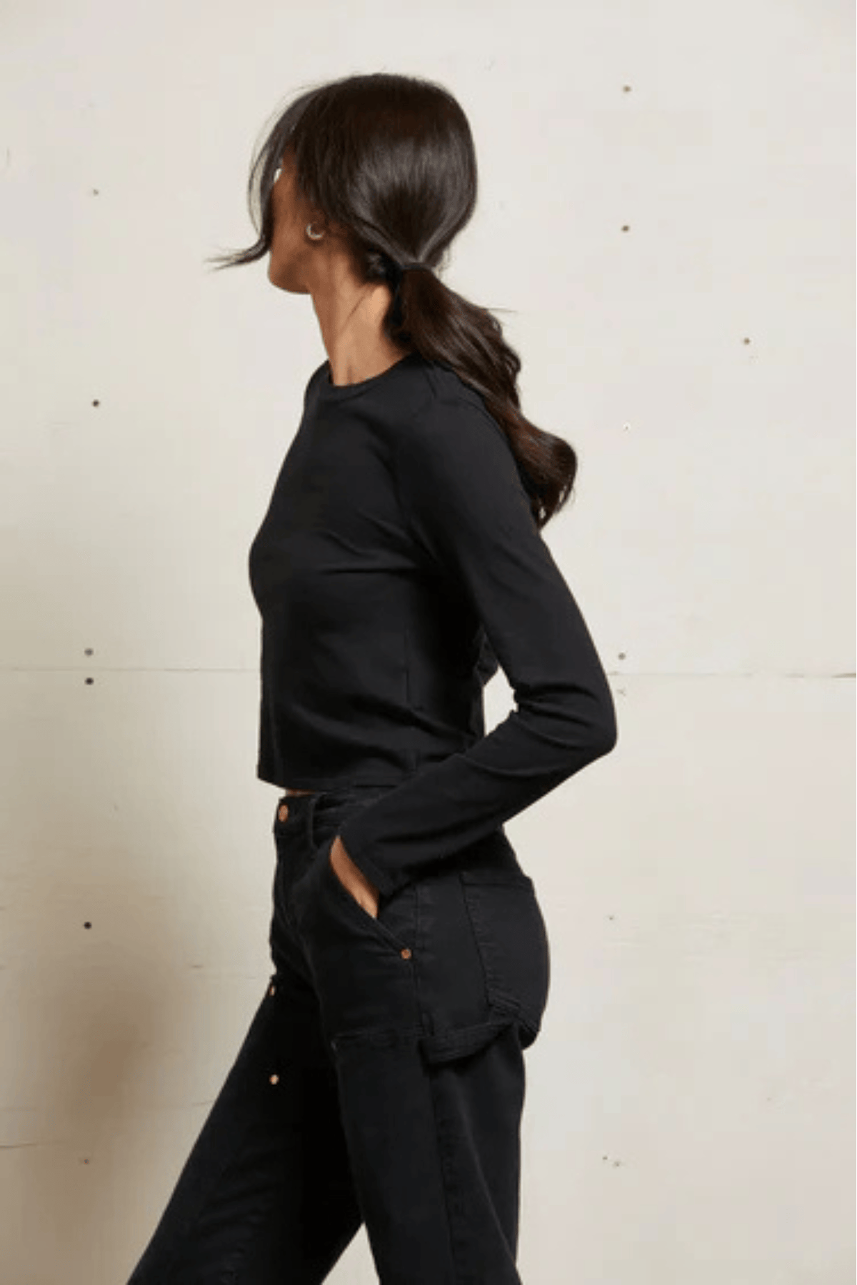 Perfectwhitetee Jamie Recycled Cotton Long Sleeve True Black