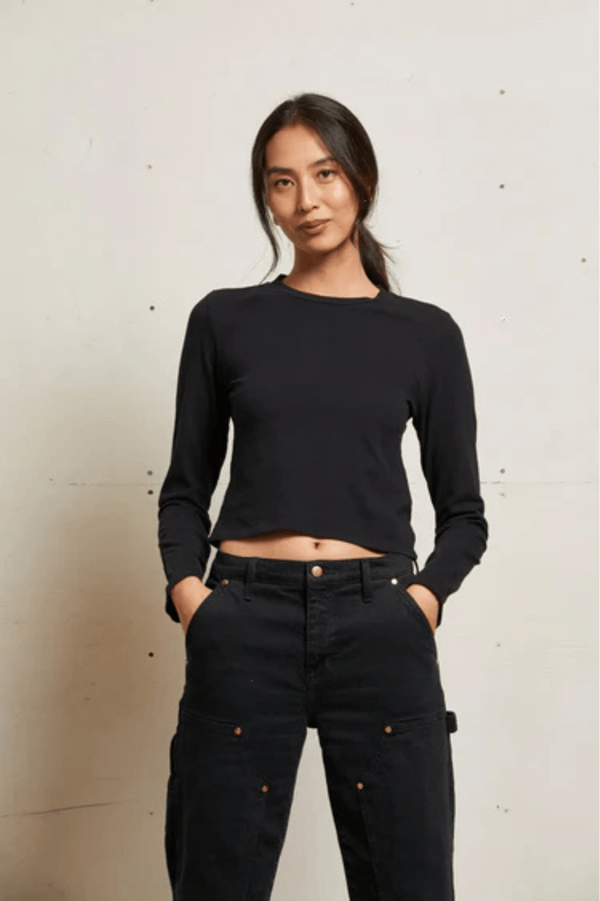 Perfectwhitetee Jamie Recycled Cotton Long Sleeve True Black