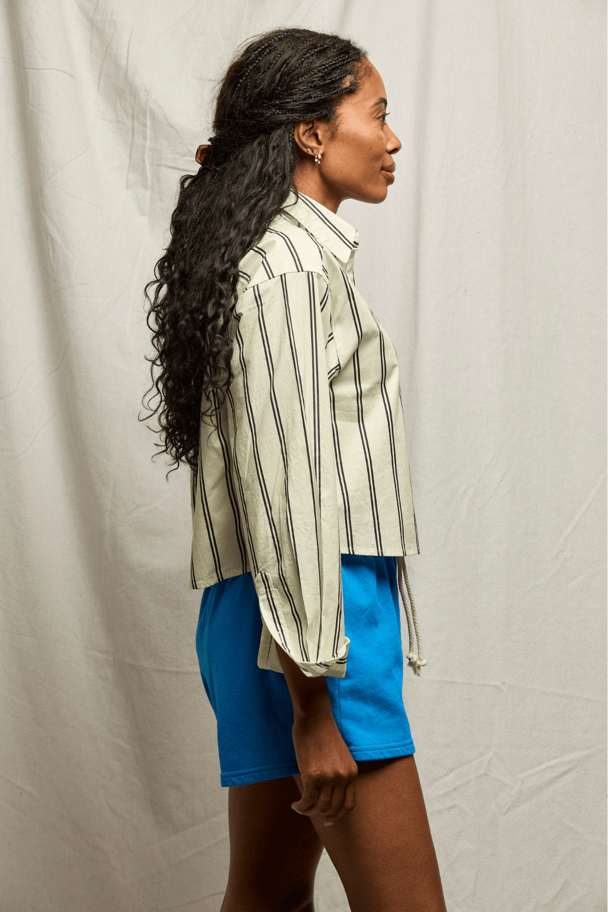 Perfectwhitetee Naomi Cotton Shirt Navy Stripe