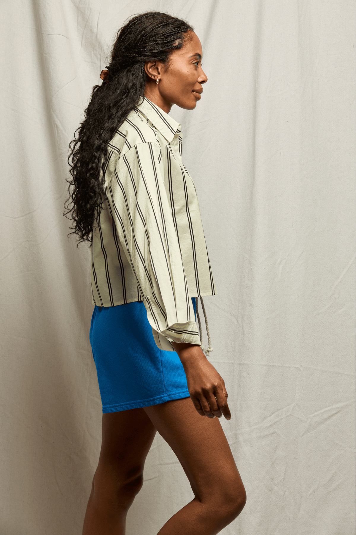 Perfectwhitetee Naomi Cotton Shirt Navy Stripe
