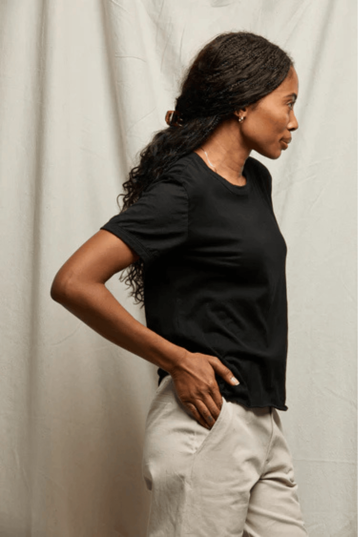 Perfectwhitetee Sofia Binded Crew Neck True Black