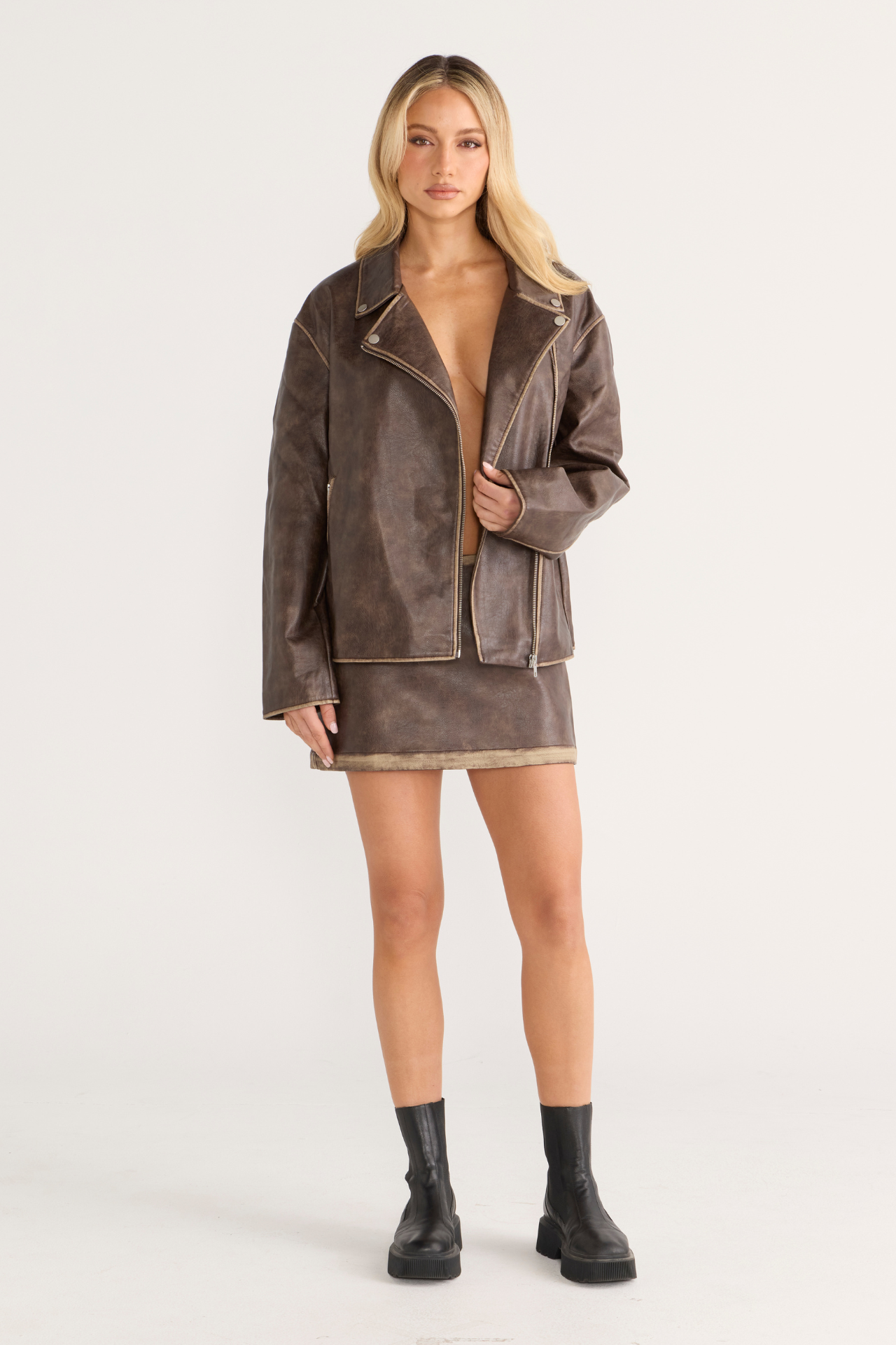 Samantha Biker Jacket Coffee