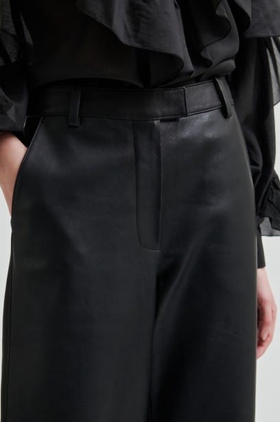Aluna Bonded Leather Trousers Black