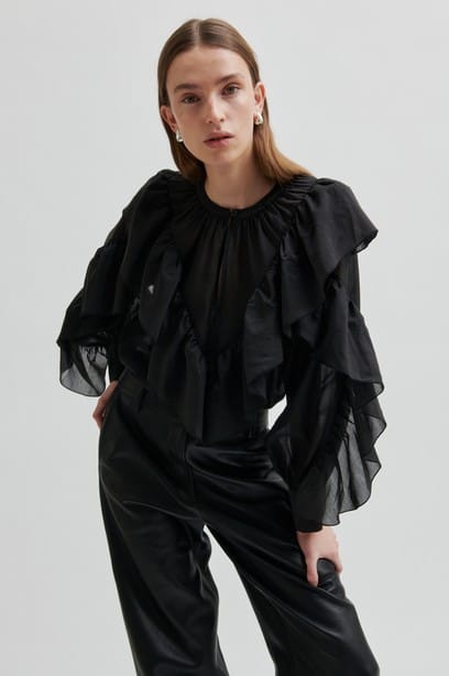 Aluna Bonded Leather Trousers Black