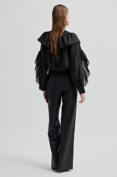 Aluna Bonded Leather Trousers Black