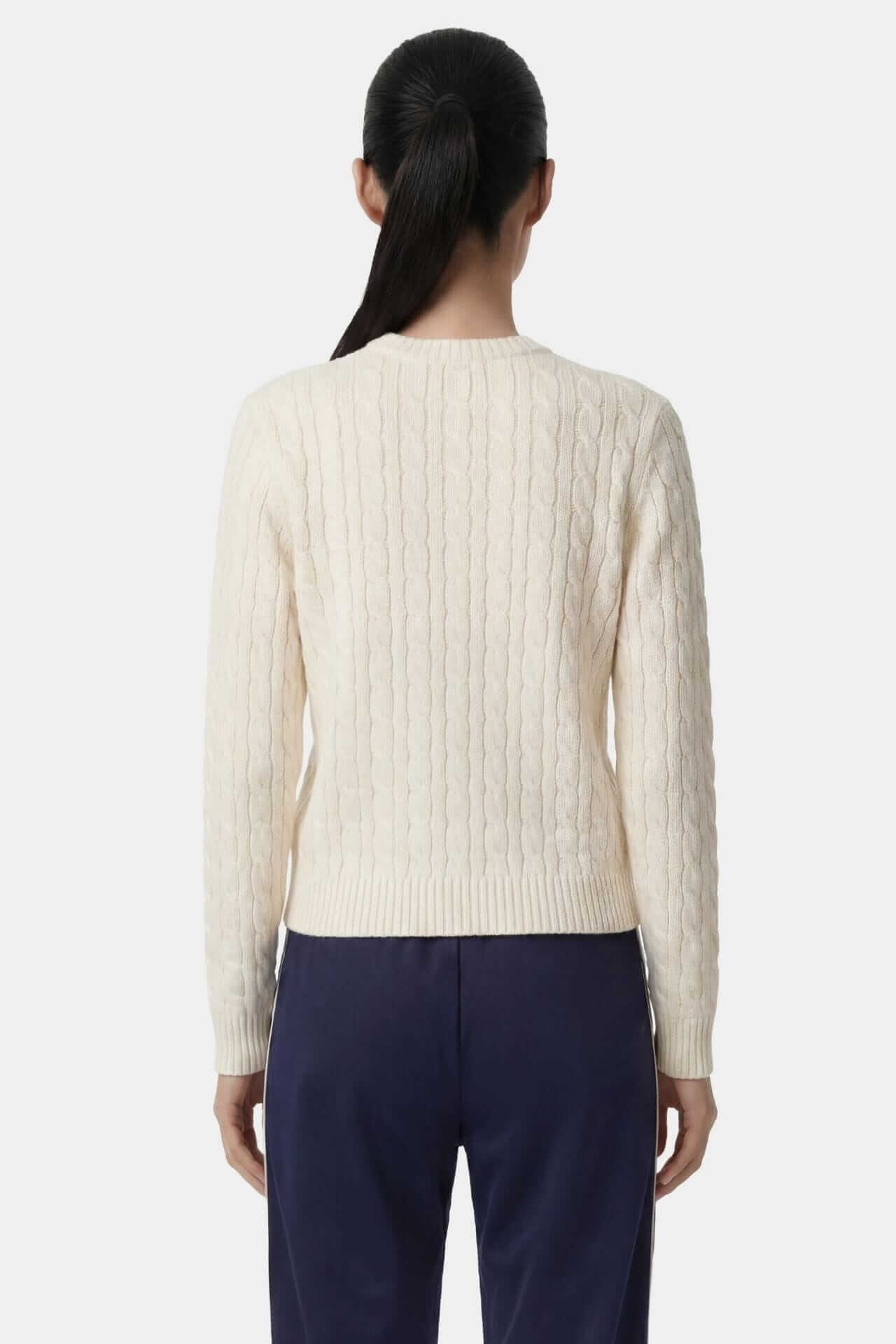 Sporty & Rich SRC Cable Knit Sweater Ecru