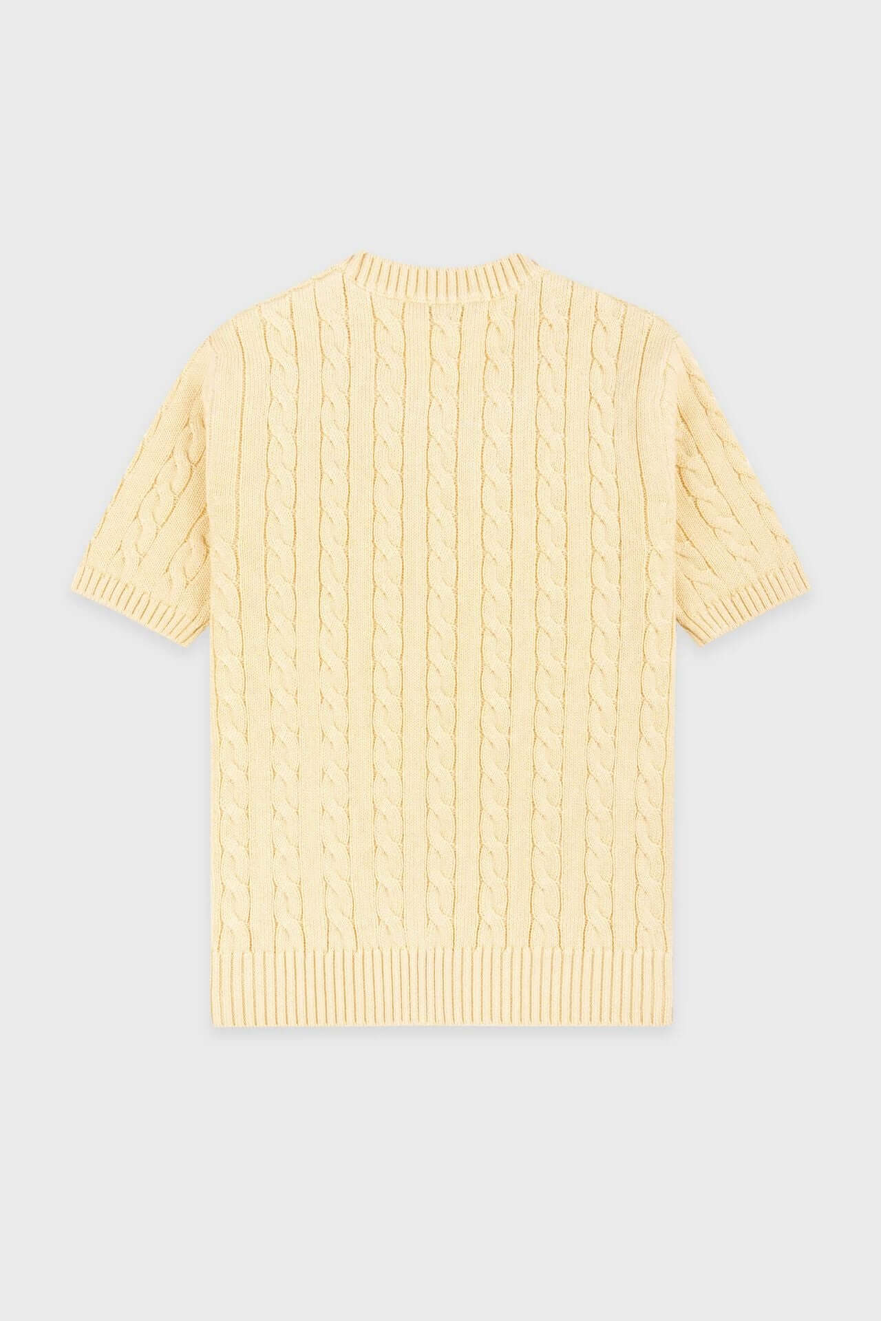 Sporty & Rich SRC Cotton Cable Knit SS Sweater Almond