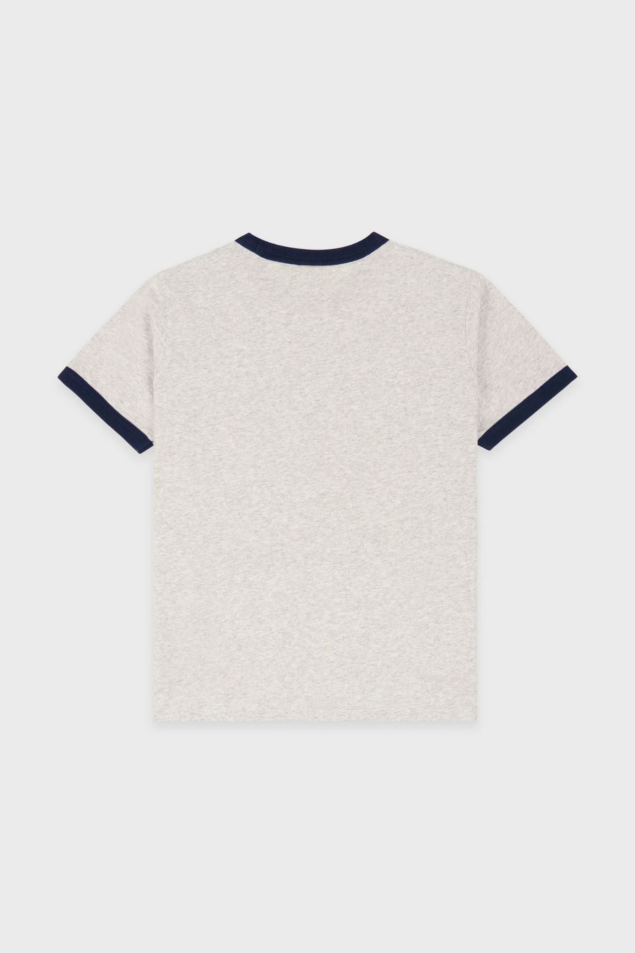 Sporty & Rich BH Crest Soft Ringer Tee Heather Grey & Dark Navy