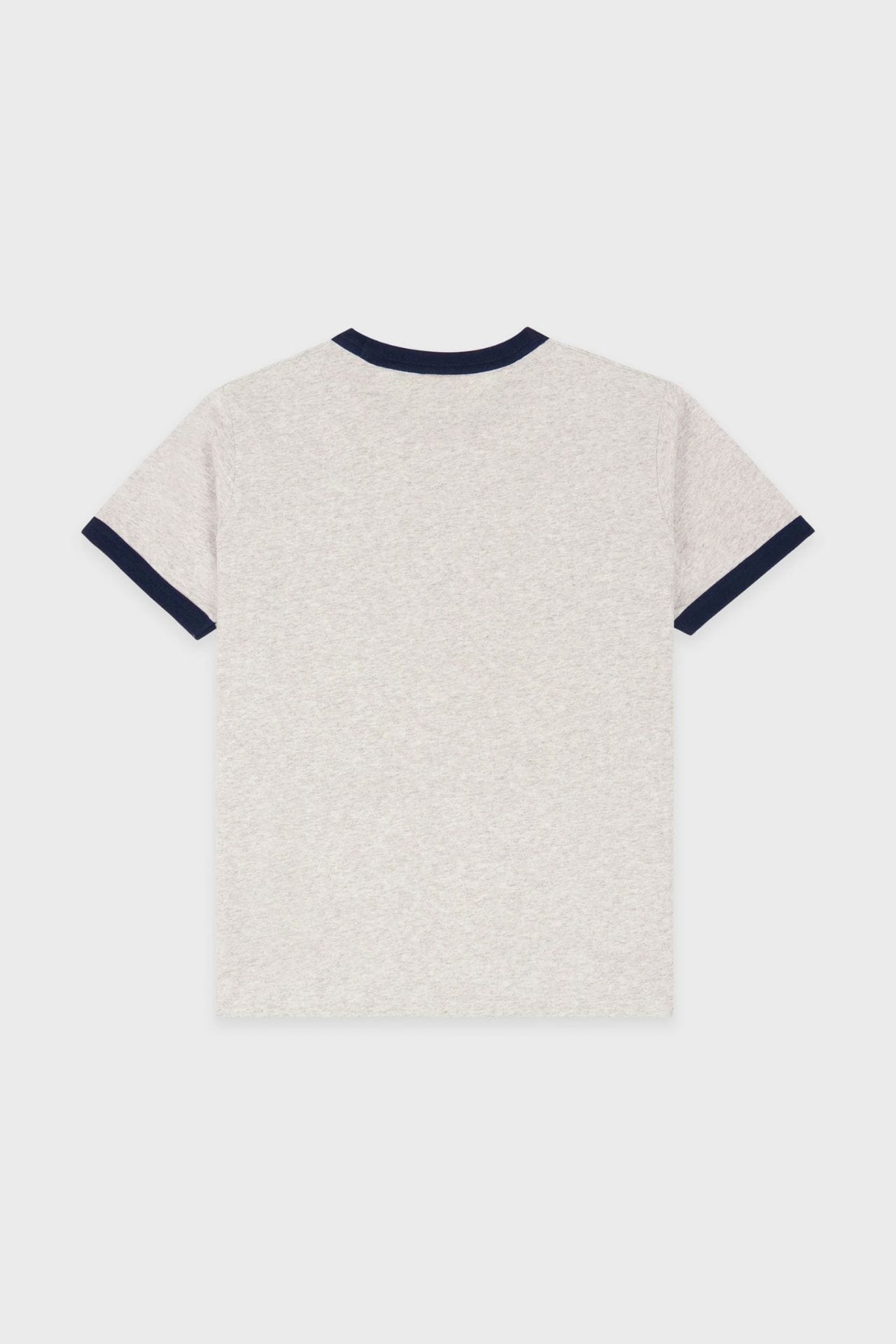 Sporty & Rich BH Crest Soft Ringer Tee Heather Grey & Dark Navy