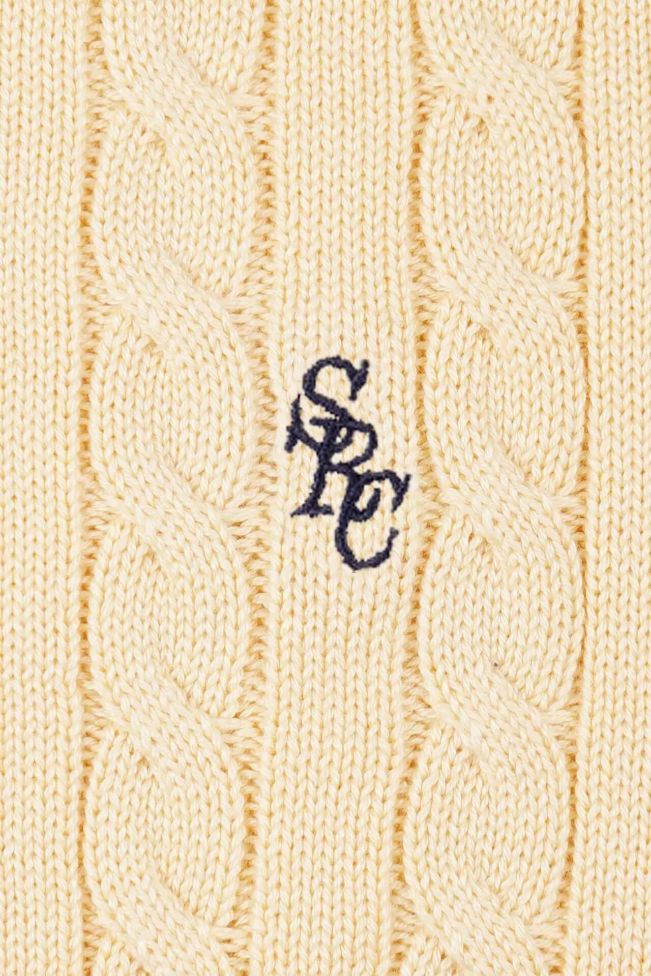 Sporty & Rich SRC Cotton Cable Knit SS Sweater Almond