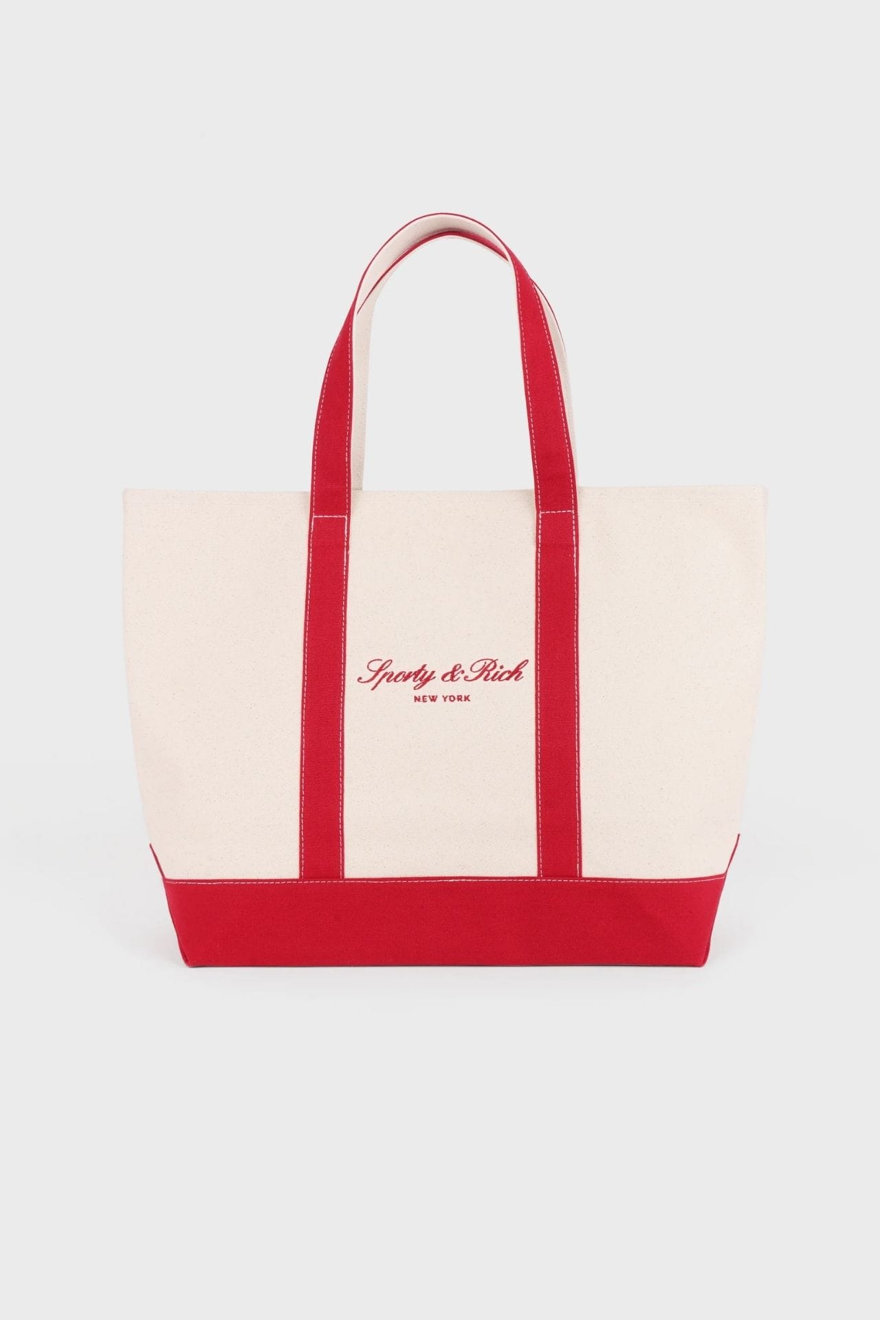 Sporty & Rich Signature NY Logo Medium Tote Natural Ruby