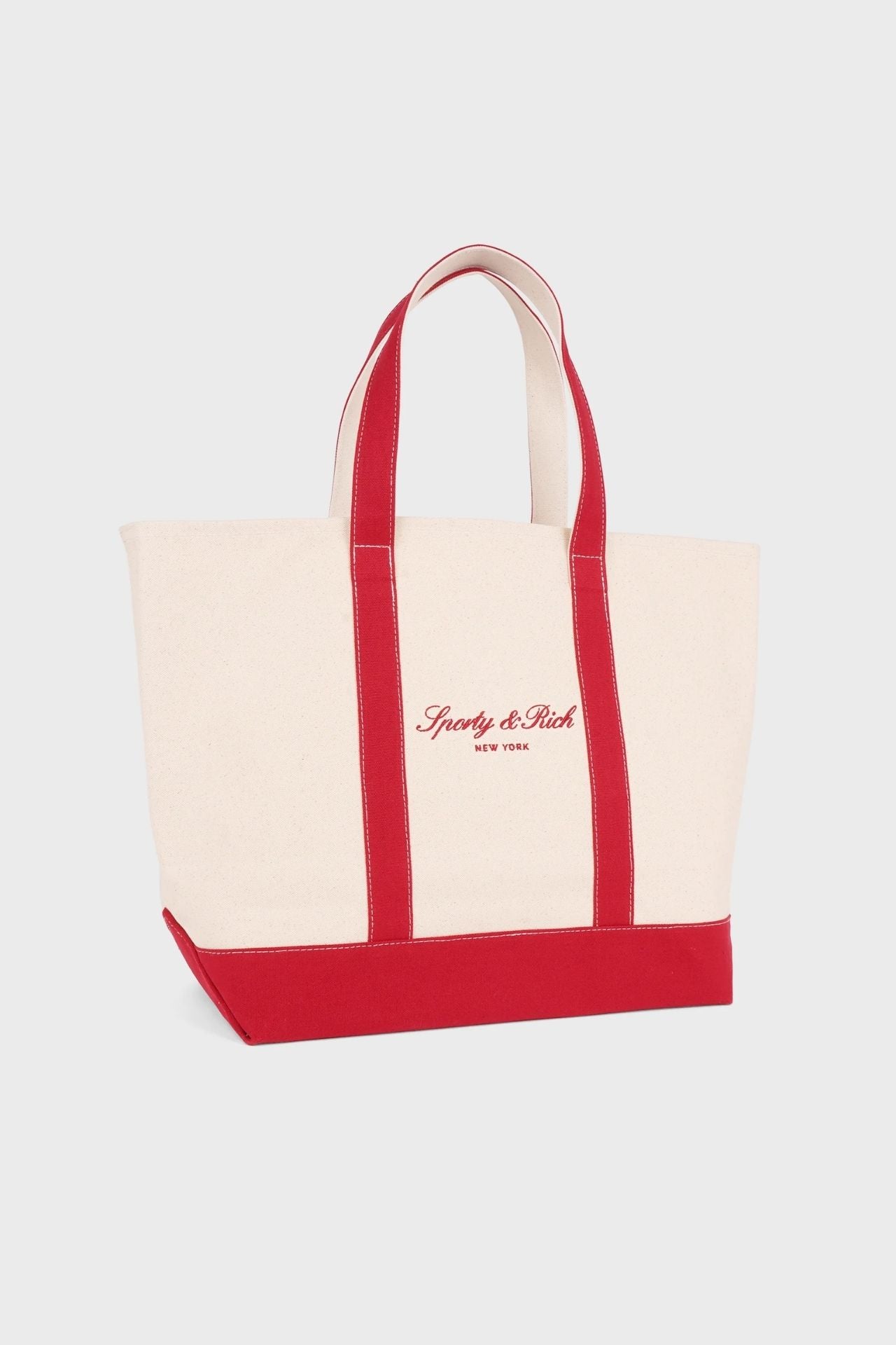Sporty & Rich Signature NY Logo Medium Tote Natural Ruby