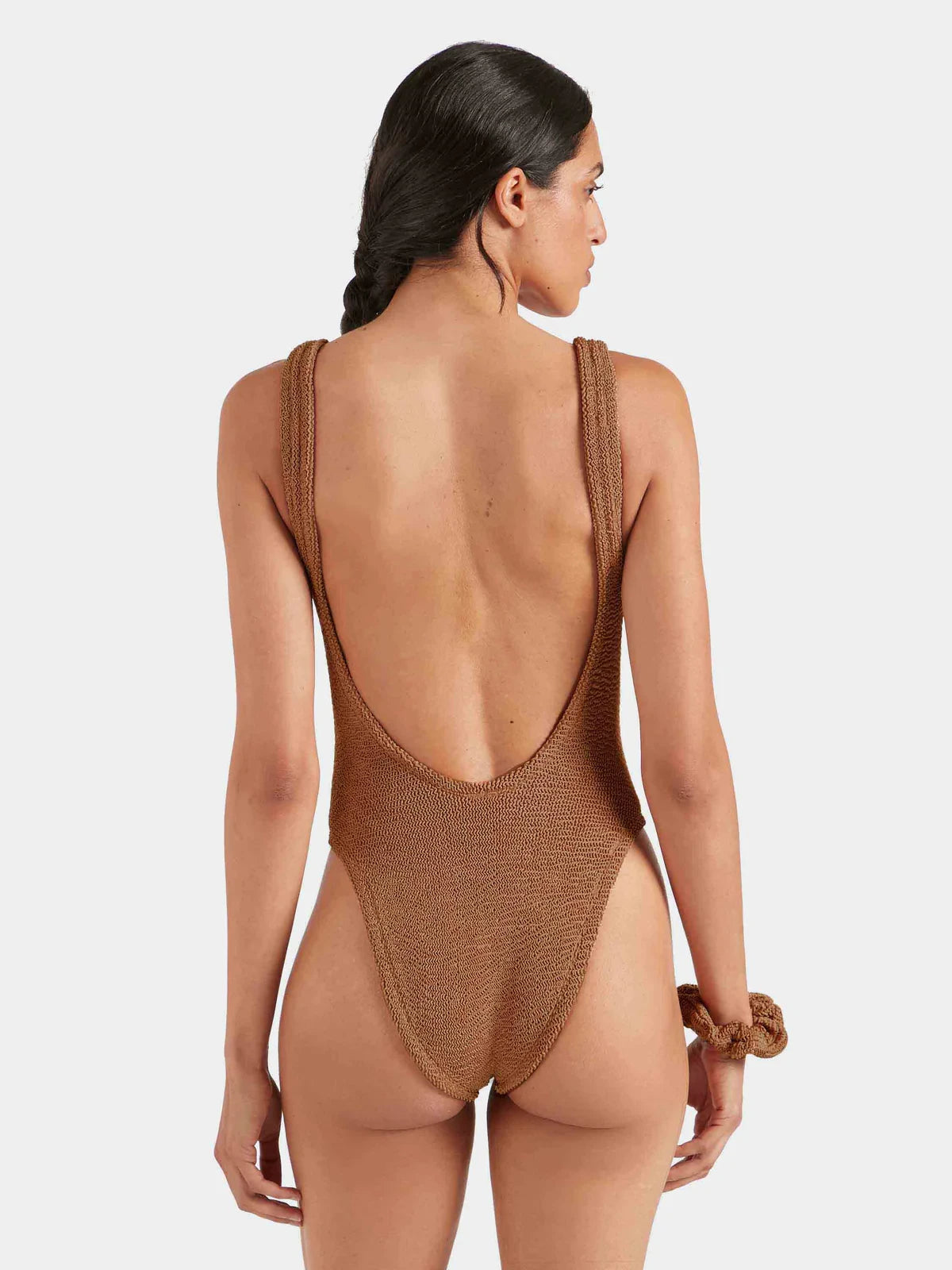 Square Neck Swim Metallic Cocoa