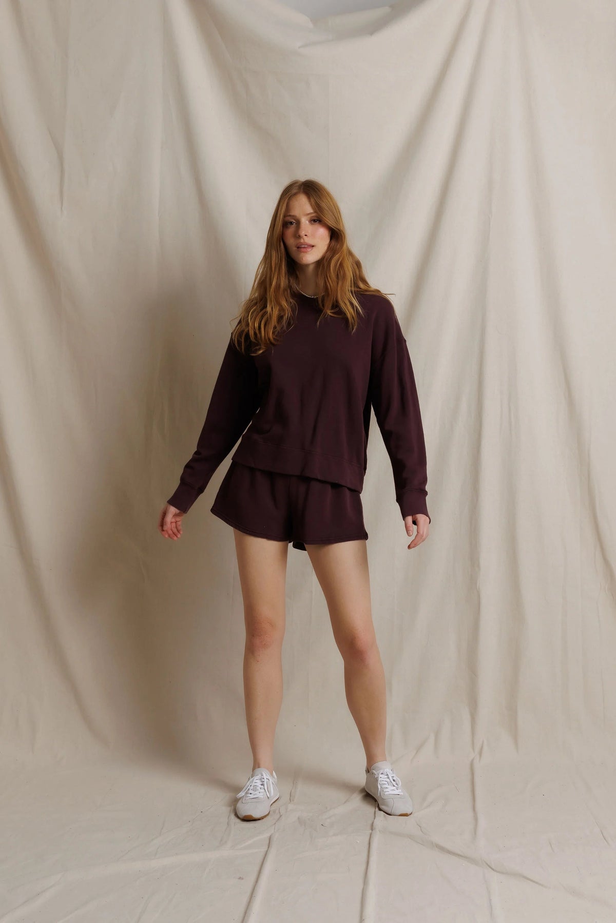 Perfectwhitetee Ziggy Reverse Fleece Crewneck Sweatshirt Cherry Lacquer