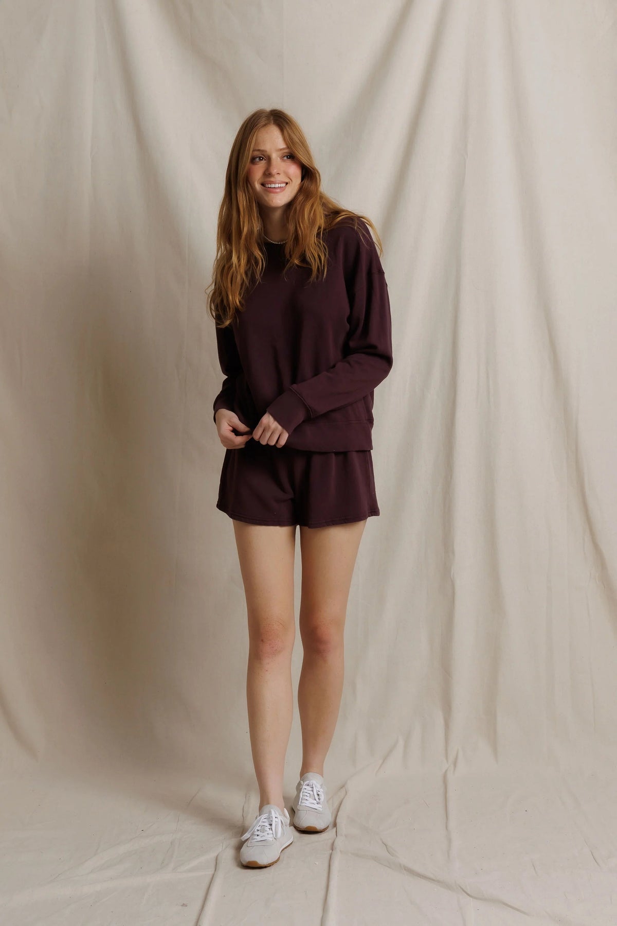 Perfectwhitetee Ziggy Reverse Fleece Crewneck Sweatshirt Cherry Lacquer