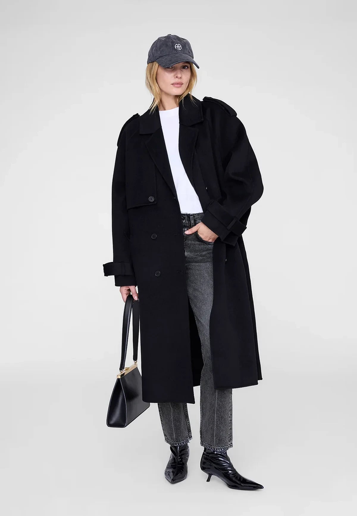 Anine Bing Jeremy Baseball Cap Washed Smoke Grey