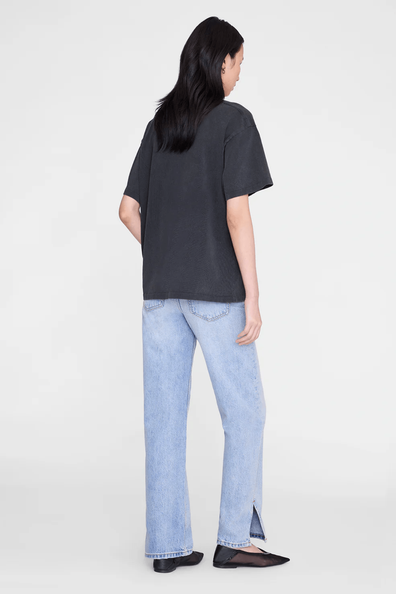 Anine Bing Cade Tee Melrose Stencil Washed Black