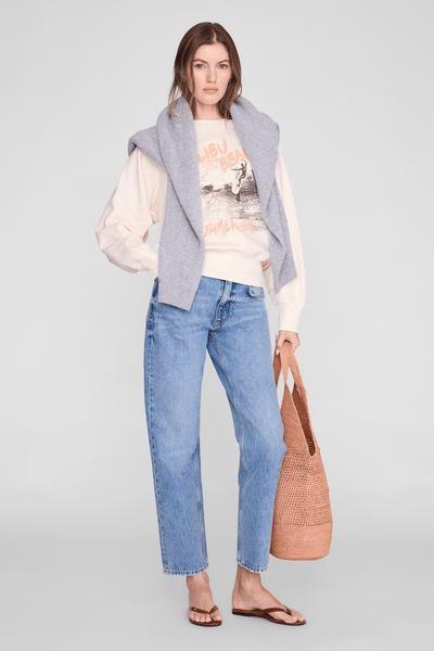 Anine Bing Harry Shrunken Sweatshirt Washed Buttercream