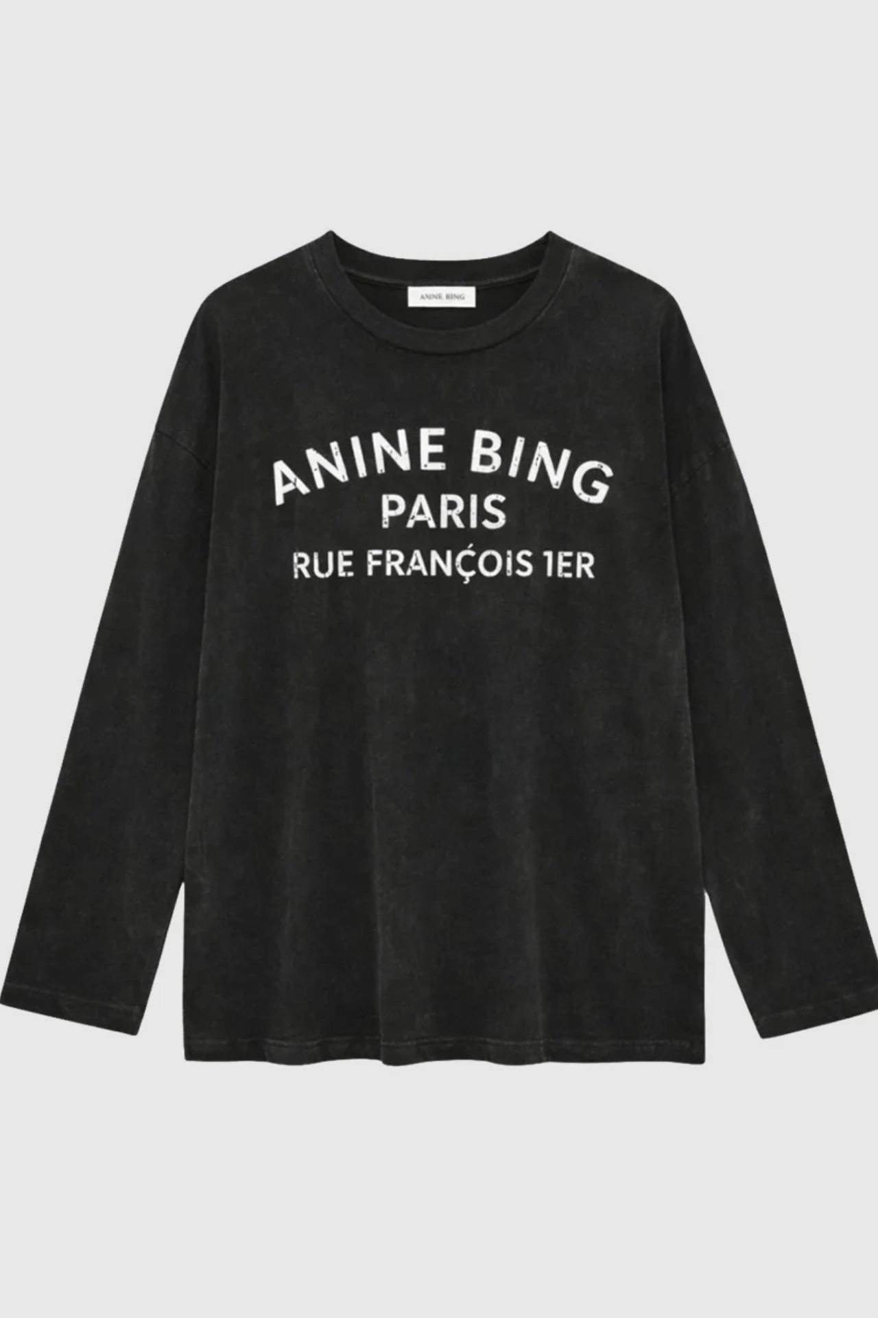 Anine Bing Ivan Long Sleeve Paris Stencil Washed Black