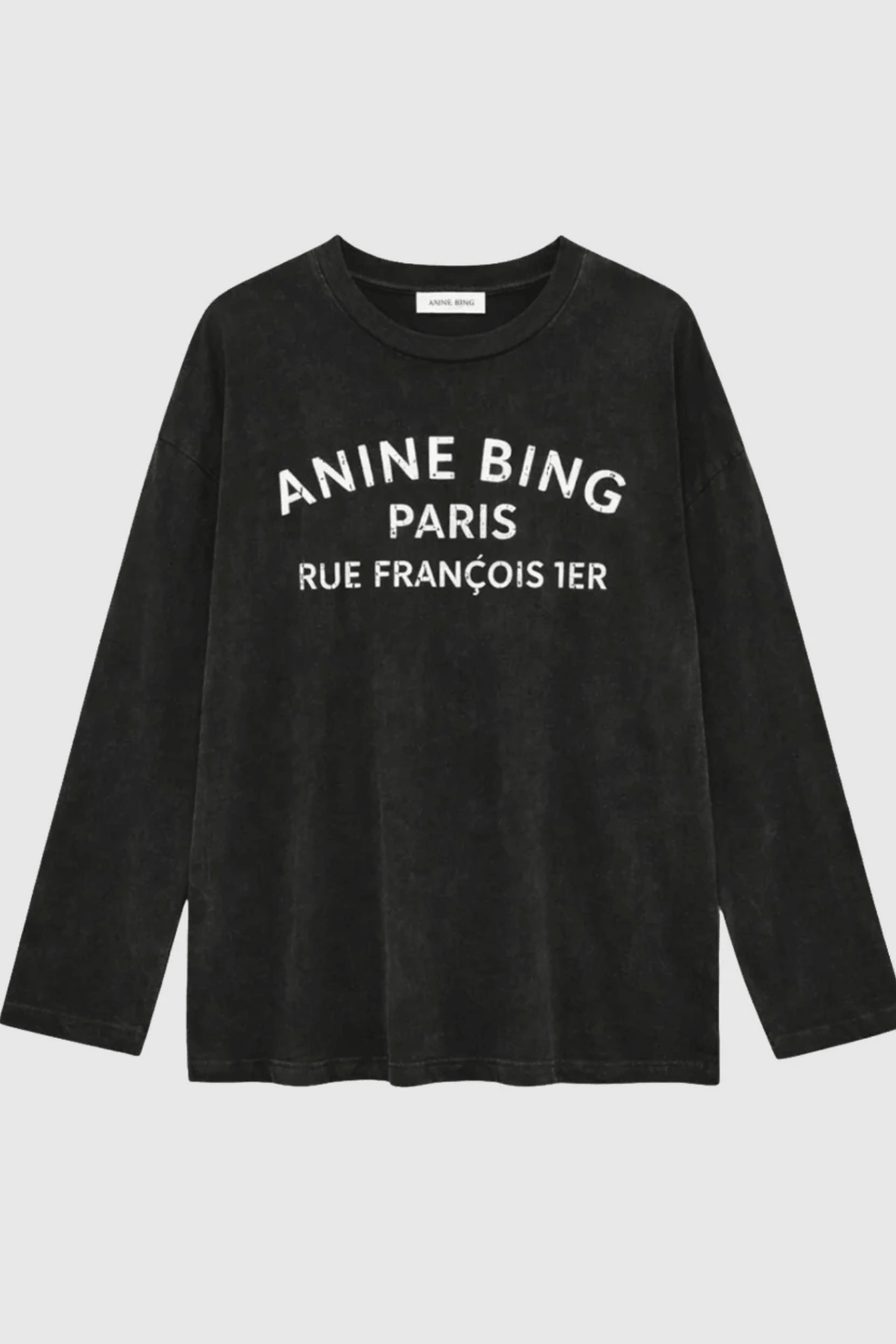 Anine Bing Ivan Long Sleeve Paris Stencil Washed Black