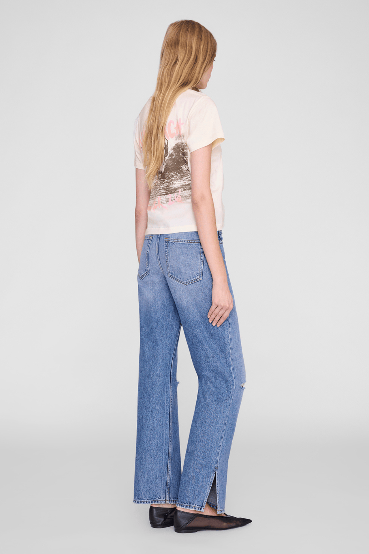 Anine Bing Shelley Tee Surfer Washed Buttercream