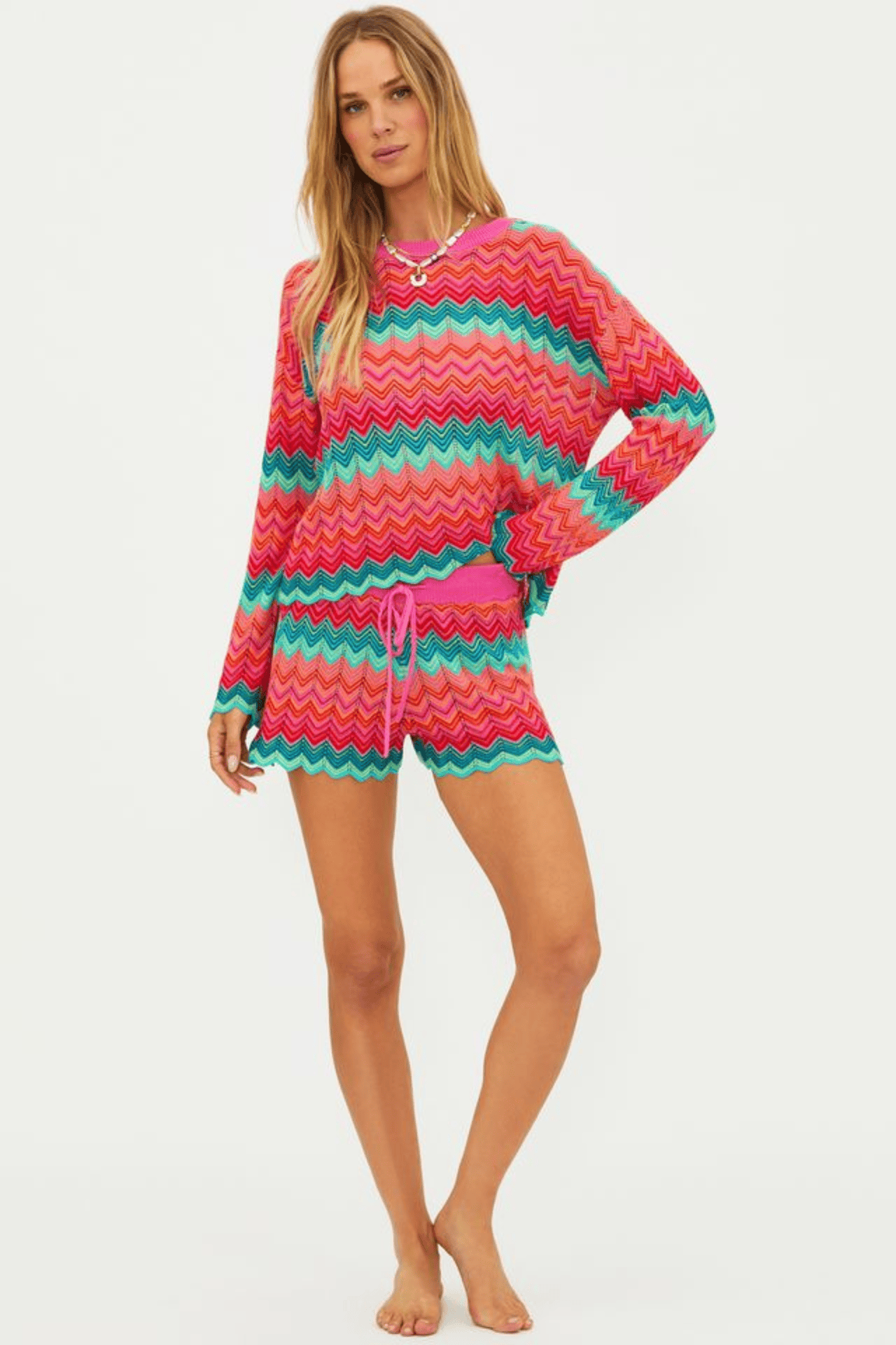 Beach Riot Beach Sweater Strawberry Ice Chevron