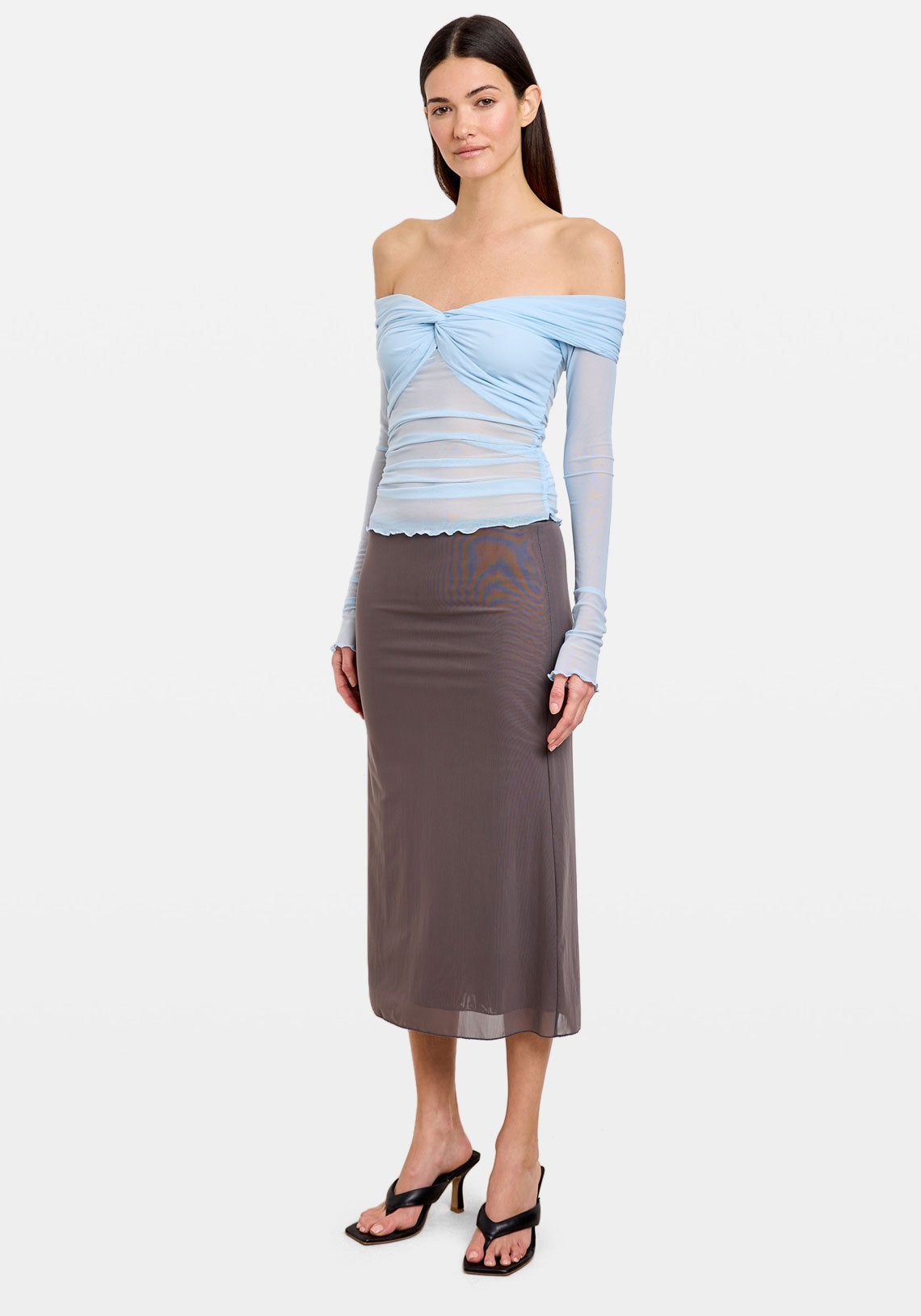 Mesh Twist Ls Top Sky